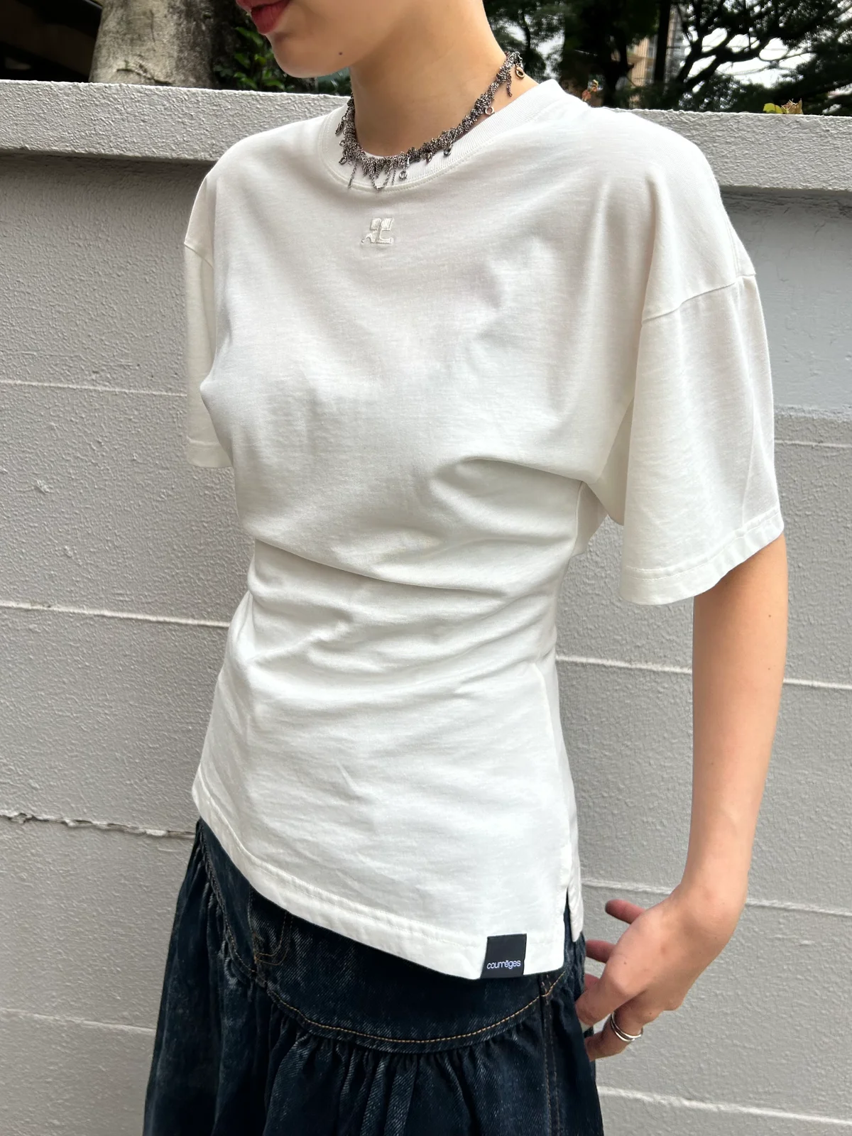 セルフスナップ　Tシャツ　クレージュ　courreges