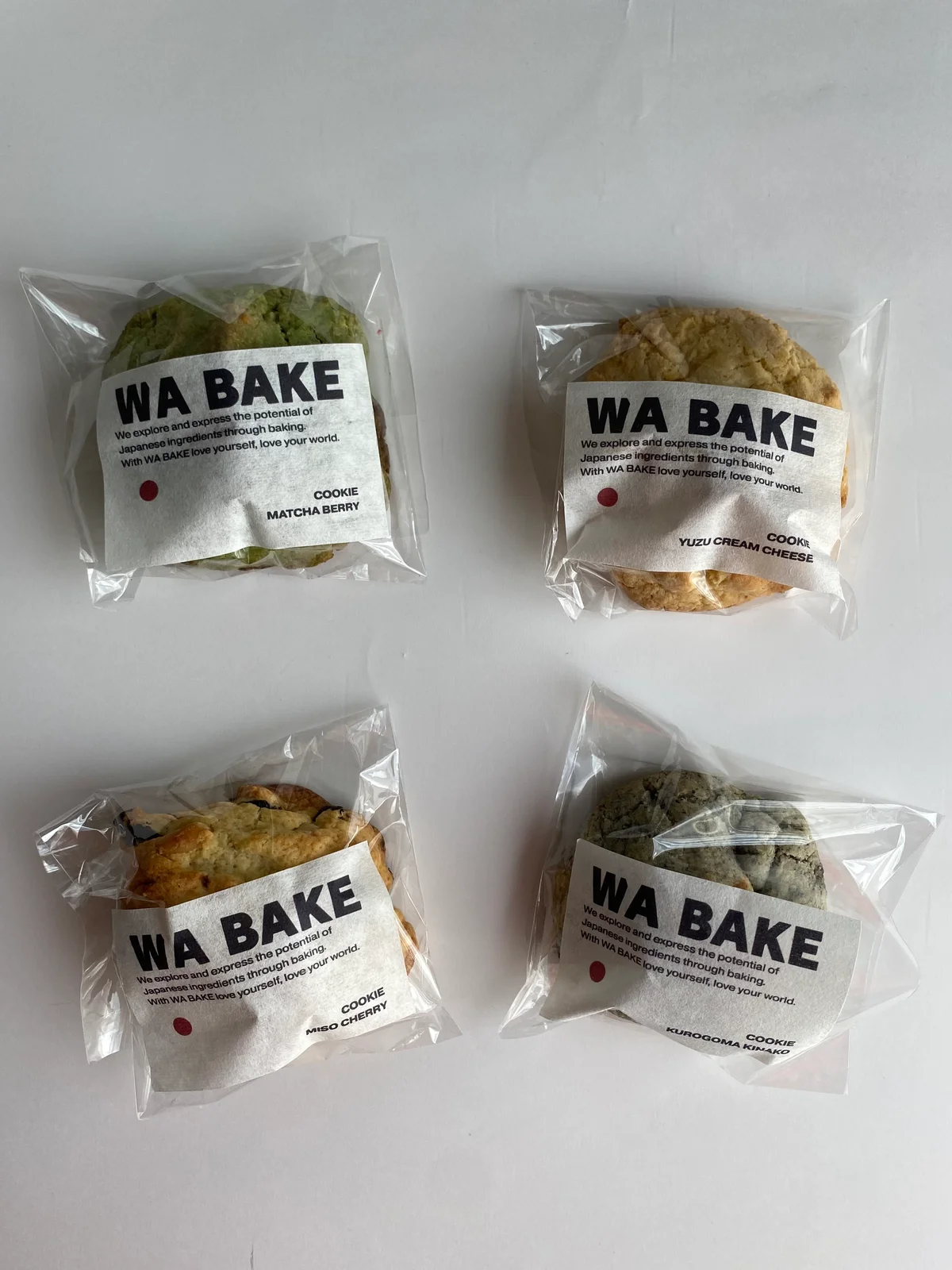 WA BAKEのクッキー　抹茶ベリー・柚子クリームチーズ・黒胡麻きなこ・味噌チェリー