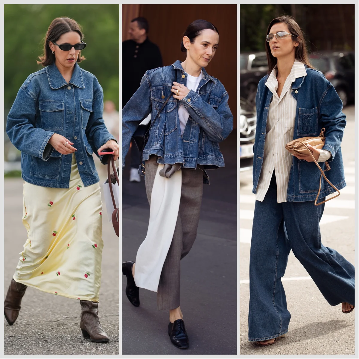 さまざまなデニムジャケットを使用したコーディネート