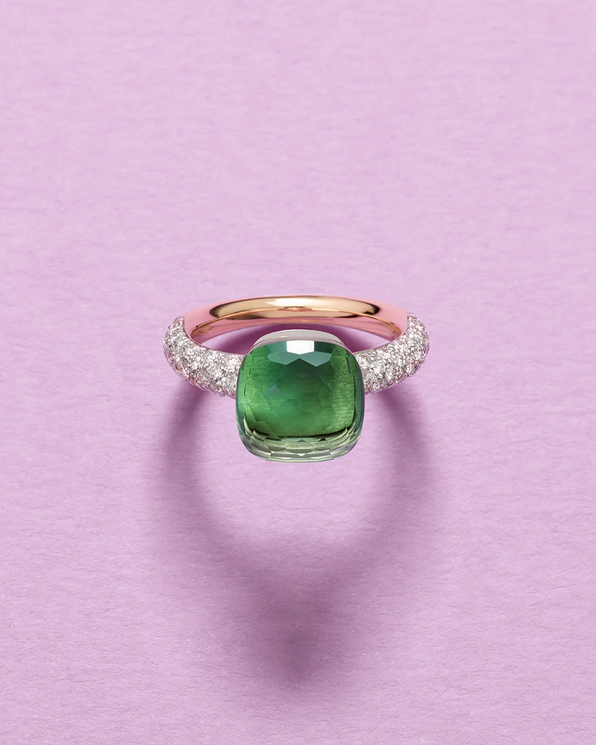 「ヌード」リング〈K18RG、 K18WG、K18WGロジウムプレーティング、 プラシオライト、ダイヤモンド、グリーンアゲート〉¥935,000