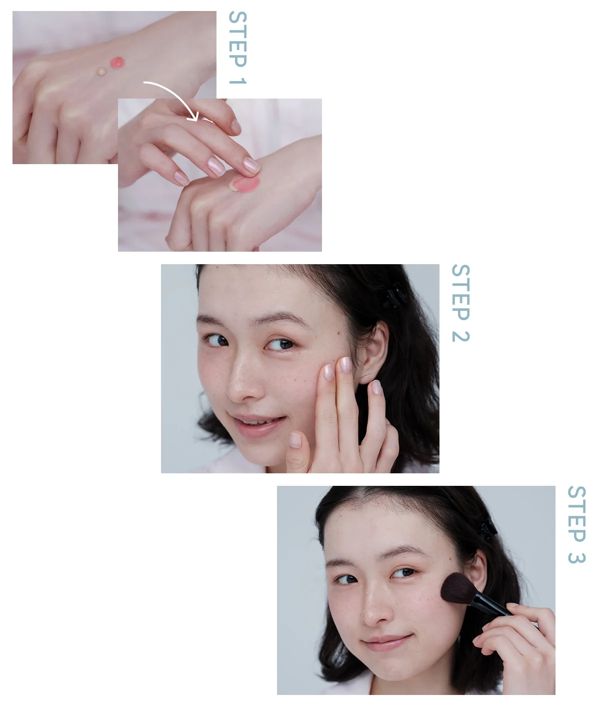 崩れないチークメイクアップのHOW TO画像