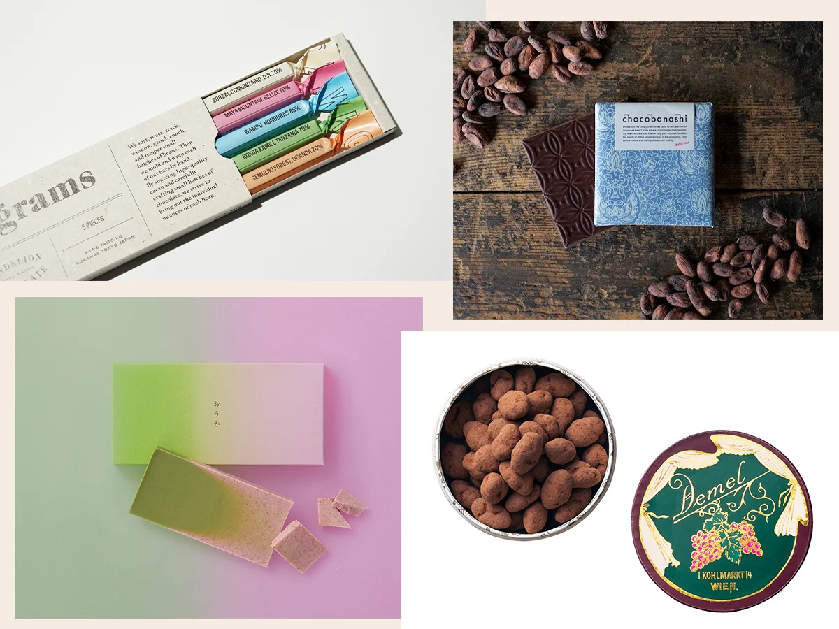 ダンデライオン・チョコレートやデメルのラムレーズンのチョコレート掛け、リトル マザーハウスの四季を表現したタブレットチョコまで、おしゃれなミニギフト集合