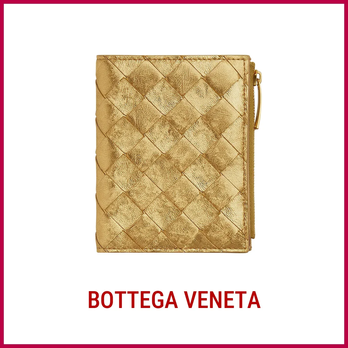 ボッテガ・ヴェネタ「イントレチャート スモール 二つ折りウォレット」〈H11.5×W9×D1cm〉￥116,600