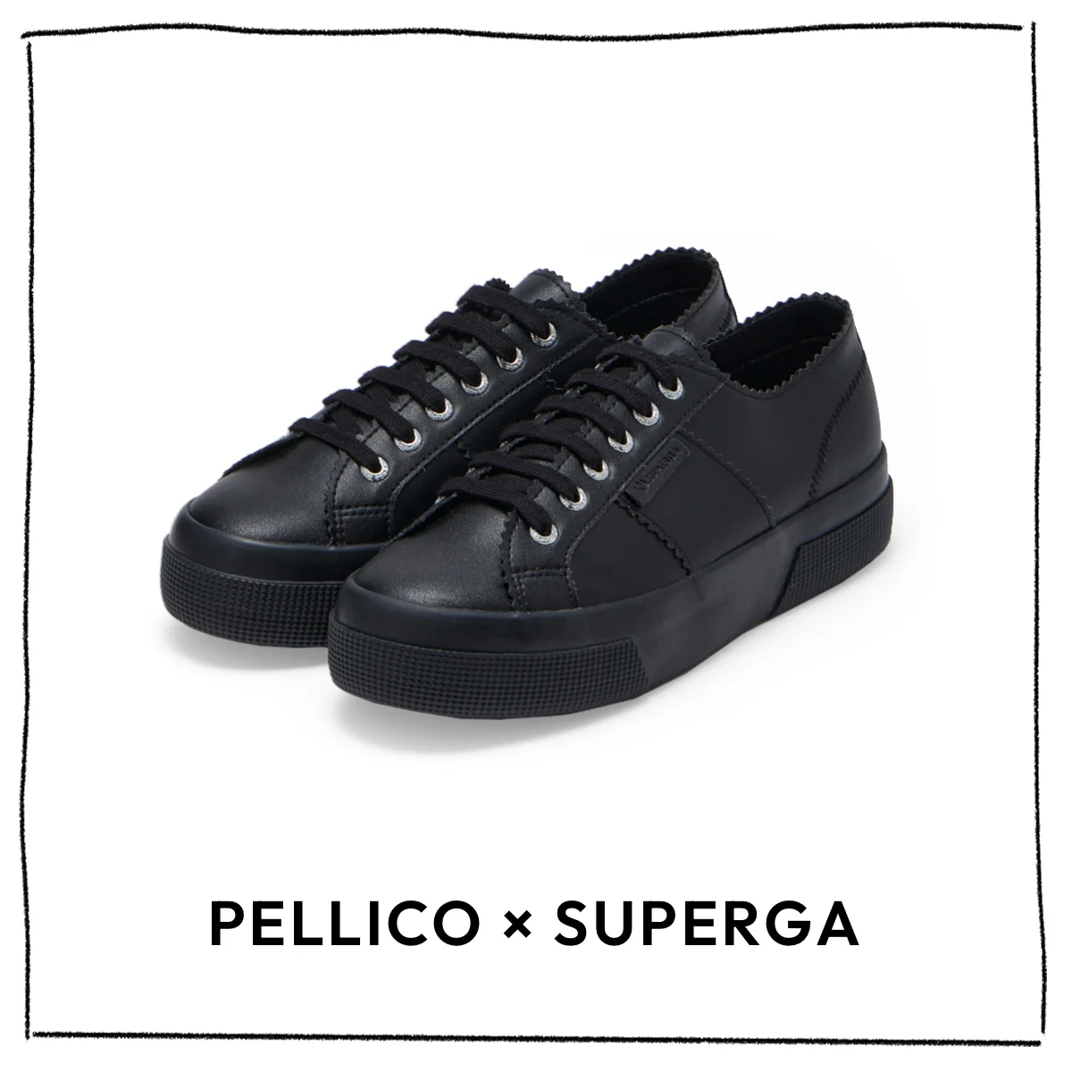 黒スニーカー　ペリーコ × スペルガ（PELLICO × SUPERGA）　シューズ〈ソール3.5cm〉¥25,300