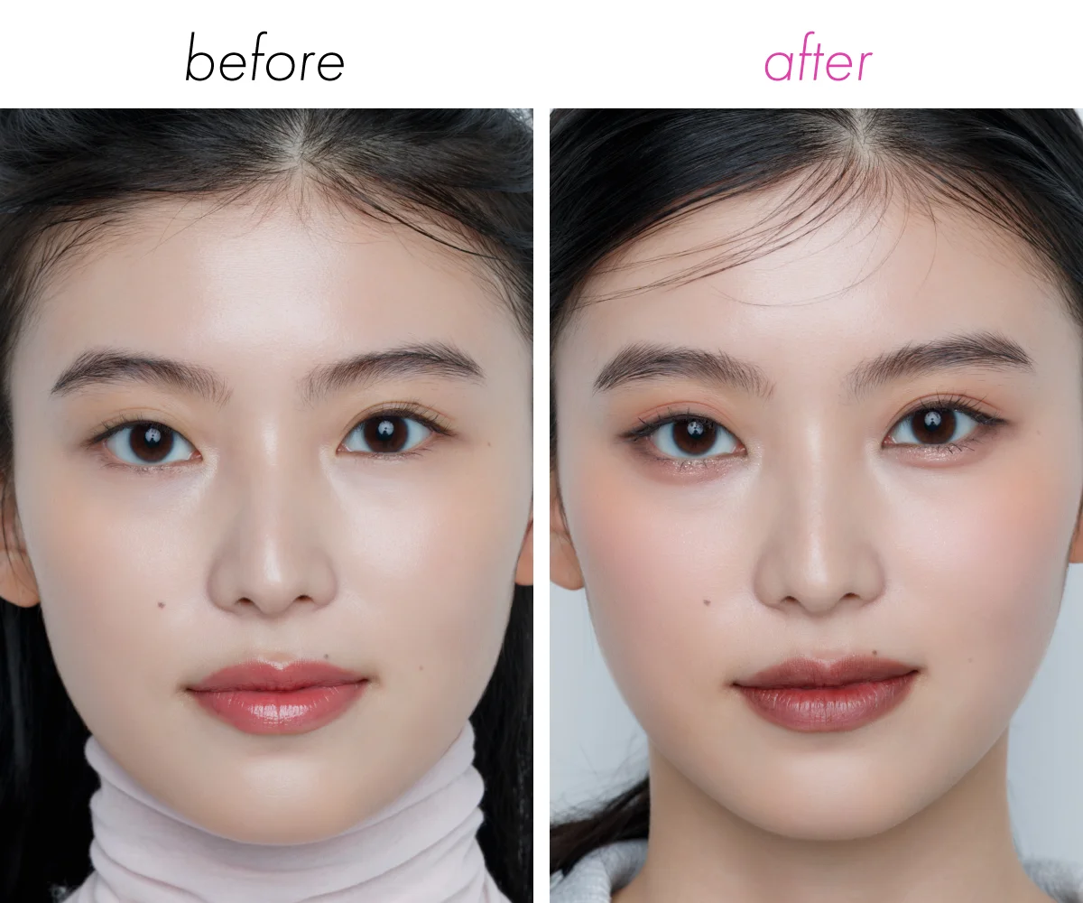 大人の涙袋メイクアップ応用編のビフォーアフター画像