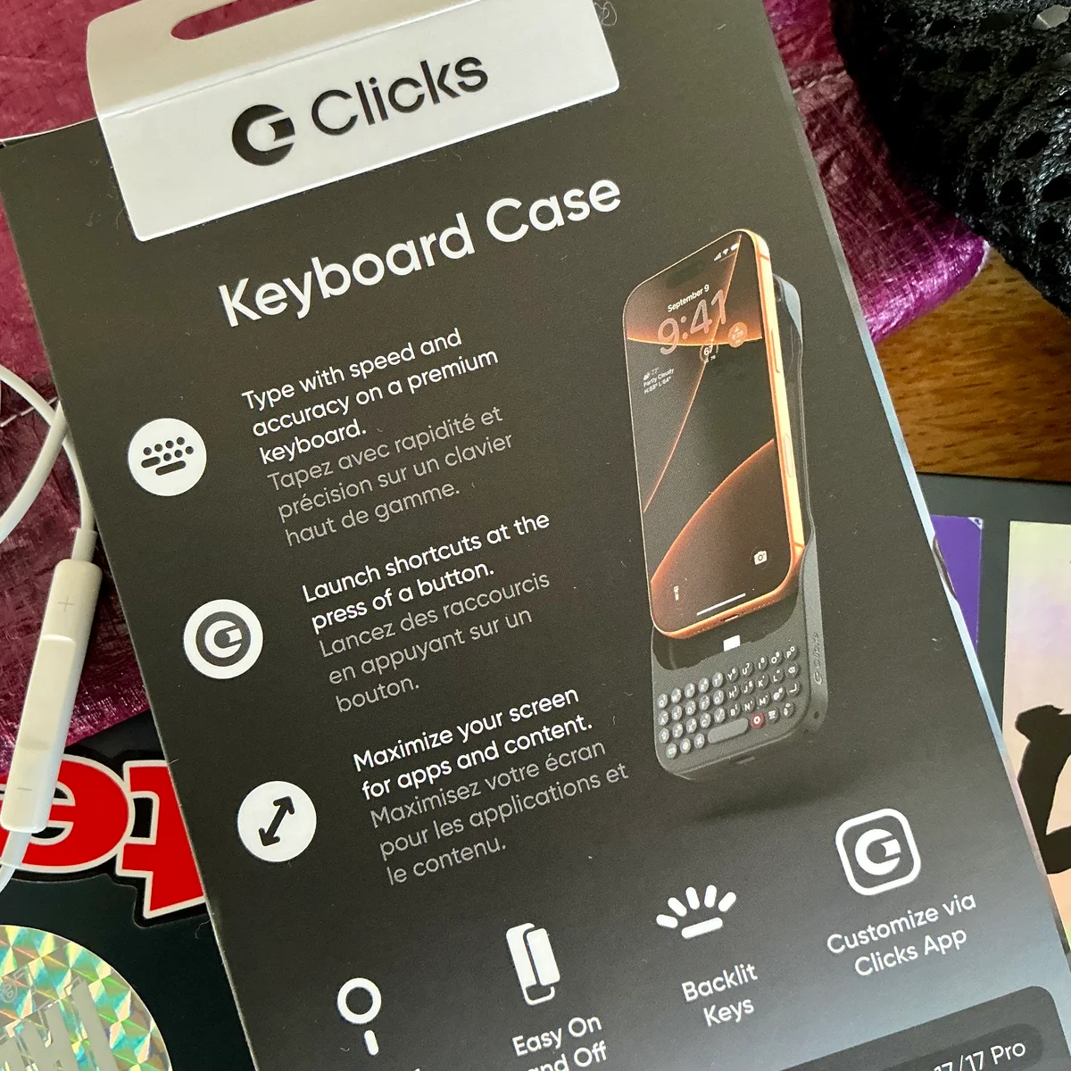 clicksのキーボードケースの箱の画像