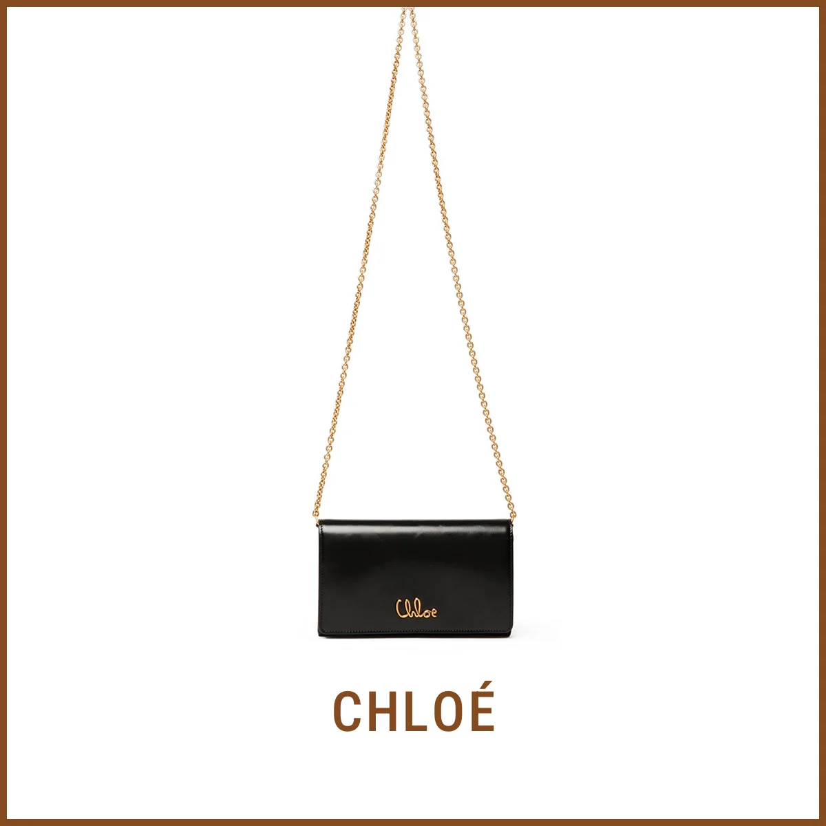 財布　クロエ　CHLOE　グレインレザー製チェーン付きChloé Iconicフラップ ウォレット