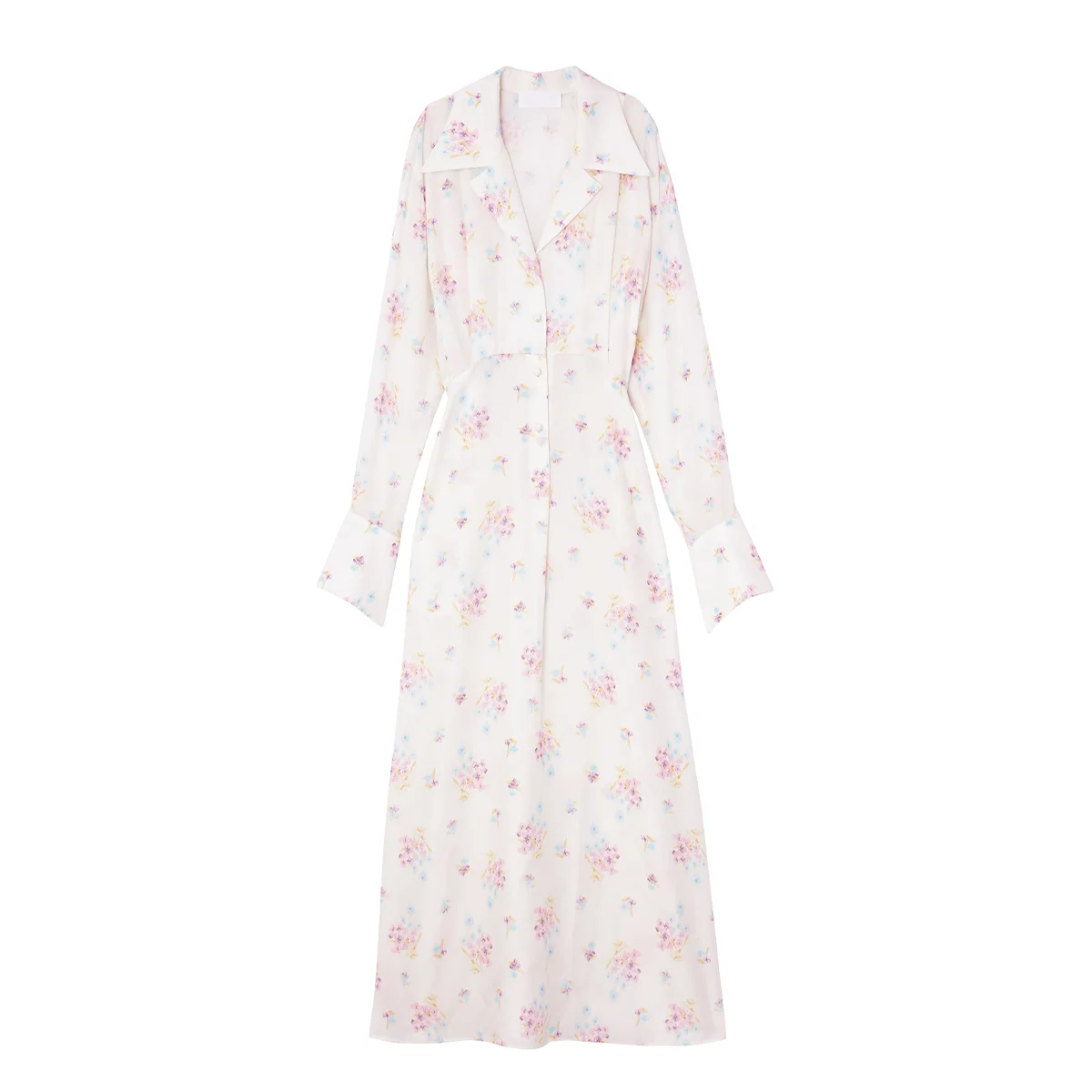 マメ クロゴウチの花柄のロングドレス