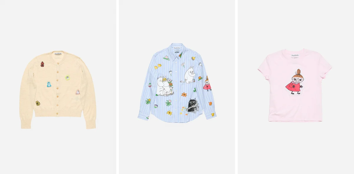 「アクネ ストゥディオズ×ムーミン」カプセルコレクション、カーディガンとシャツとTシャツ