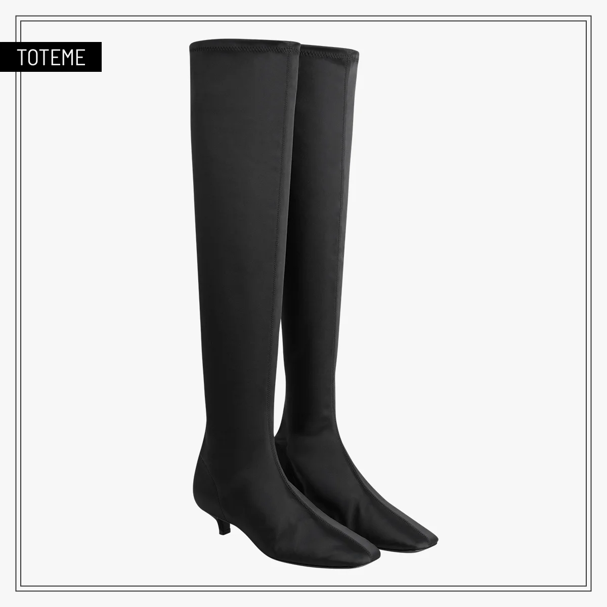 2025年秋冬新作おすすめ人気ロングブーツ レディース トーテム 「サテン ニーハイ ブーツ」〈ヒール3.5cm〉¥162,250