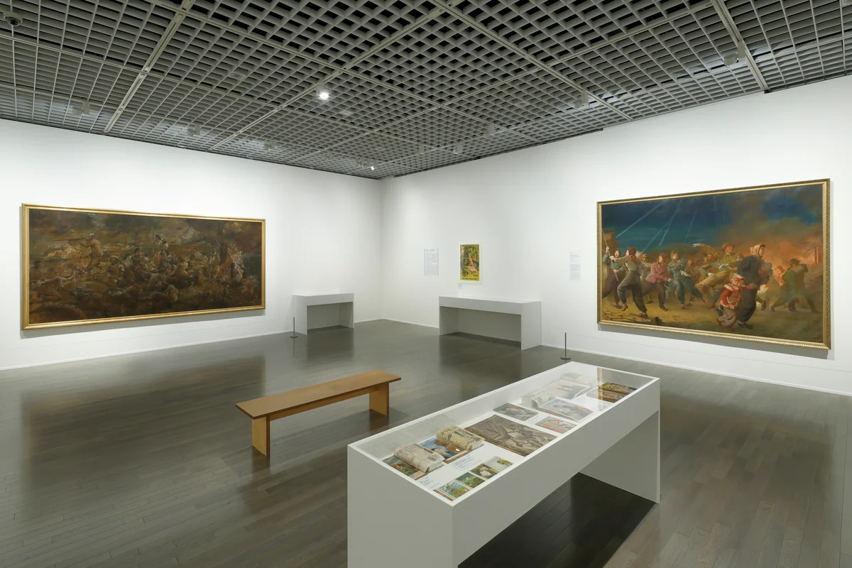 東京国立近代美術館 「コレクションを中心とした特集 記録をひらく 記憶をつむぐ」 会場風景 藤田嗣治「サイパン島同胞臣節を全うす」