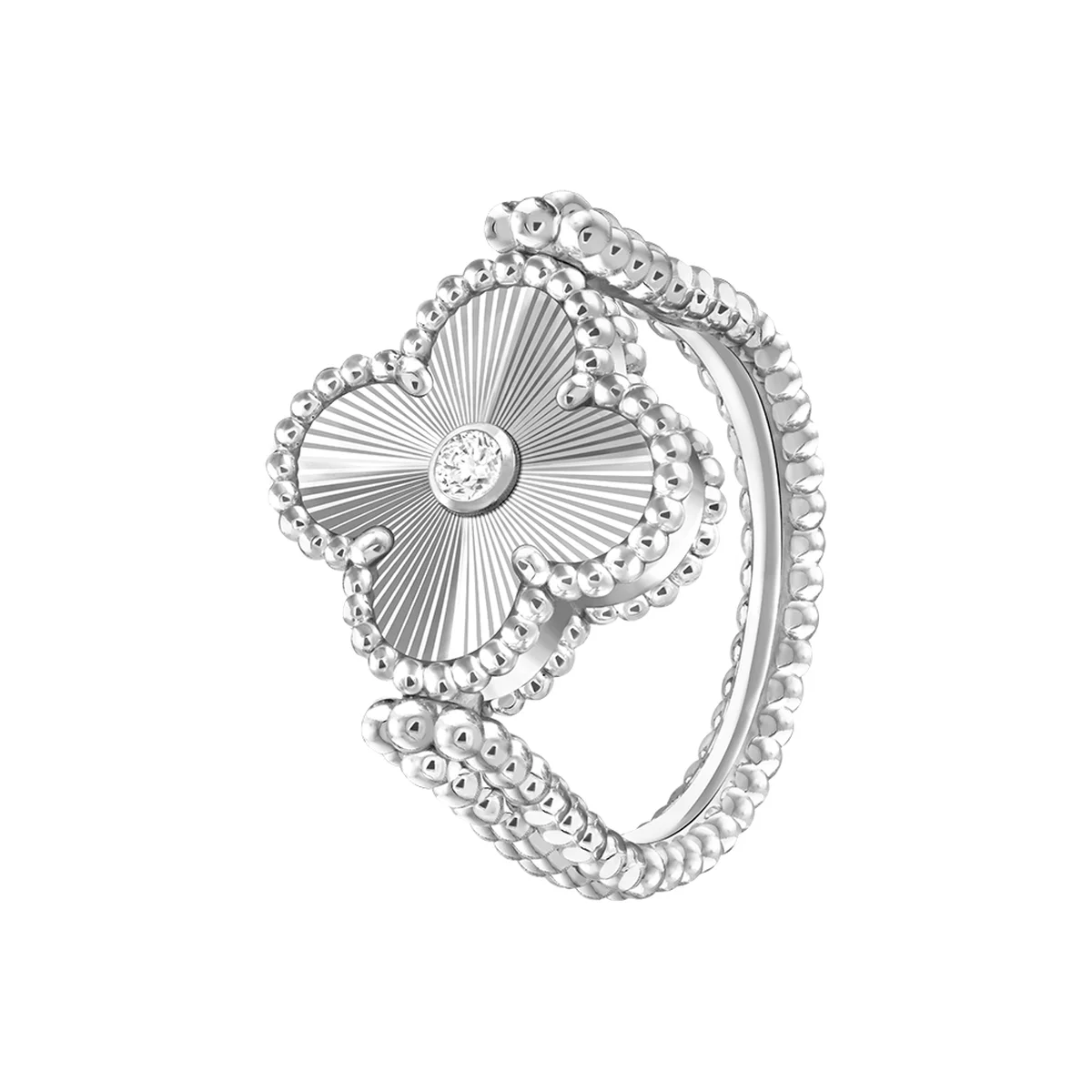 「ヴィンテージ アルハンブラ」リング〈WG、ダイヤモンド、カルセドニー〉¥1,095,600