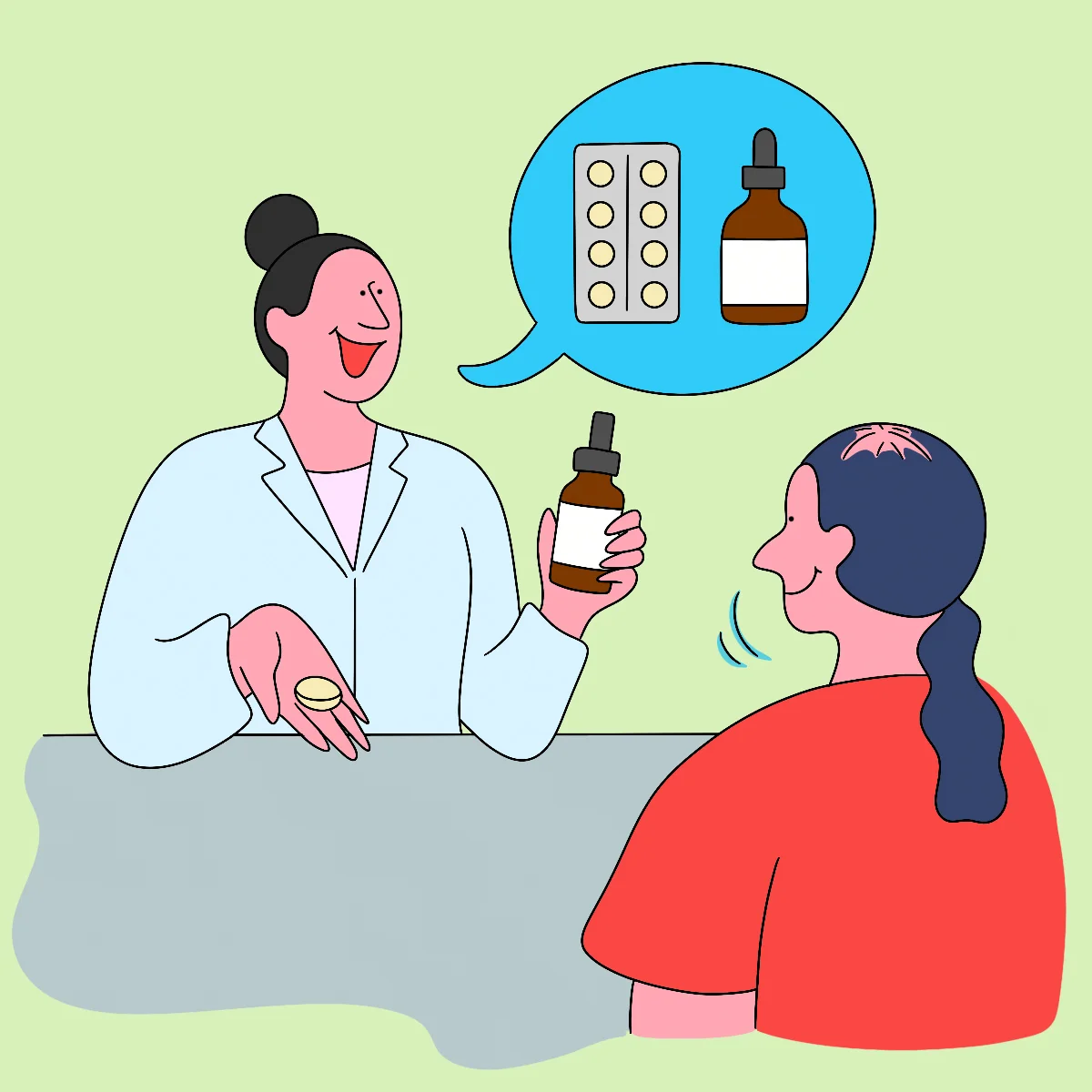 治療に外用薬（塗り薬）と内服薬（飲み薬）をどのように取り入れるかは、相談しながら決めていく