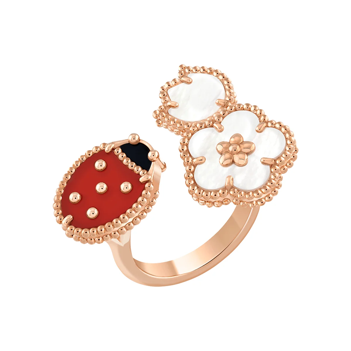 「ラッキー スプリング」アントレ レ ドア リング〈RG、ホワイト マザーオブパール、カーネリアン、オニキス〉¥1,161,600