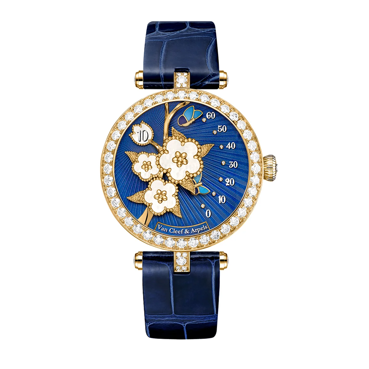 「レディ ラッキー スプリング パピヨン」ウォッチ〈YG、ダイヤモンド、ホワイトマザーオブパール、エナメル、自動巻〉¥16,896,000