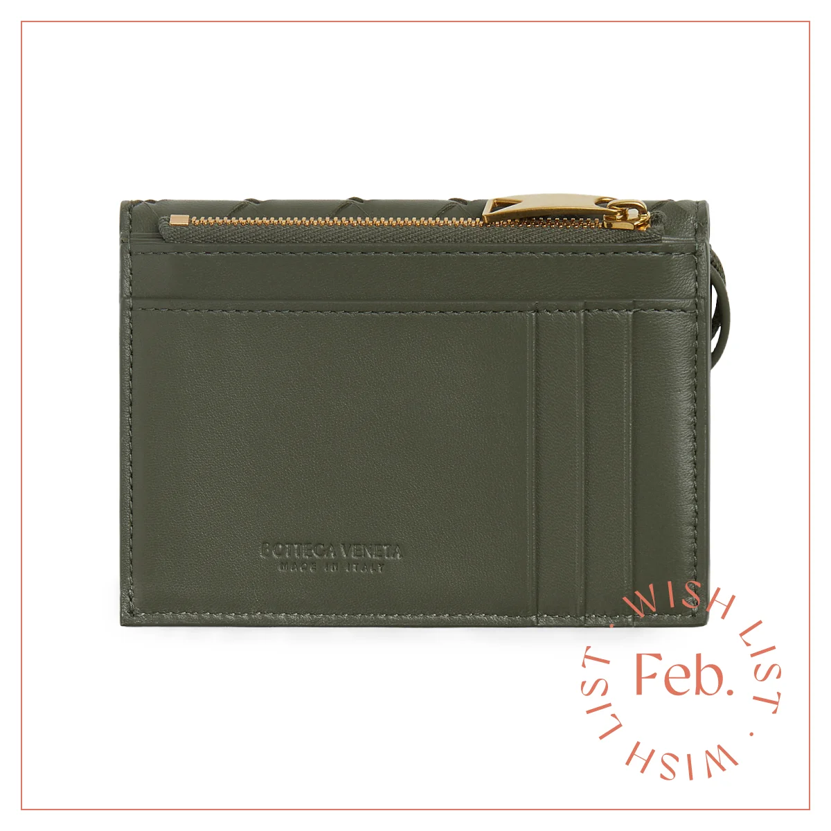 裏面には小銭入れやカードスロットも備えたボッテガ・ヴェネタのアンディアーモ ファスナーカードケース