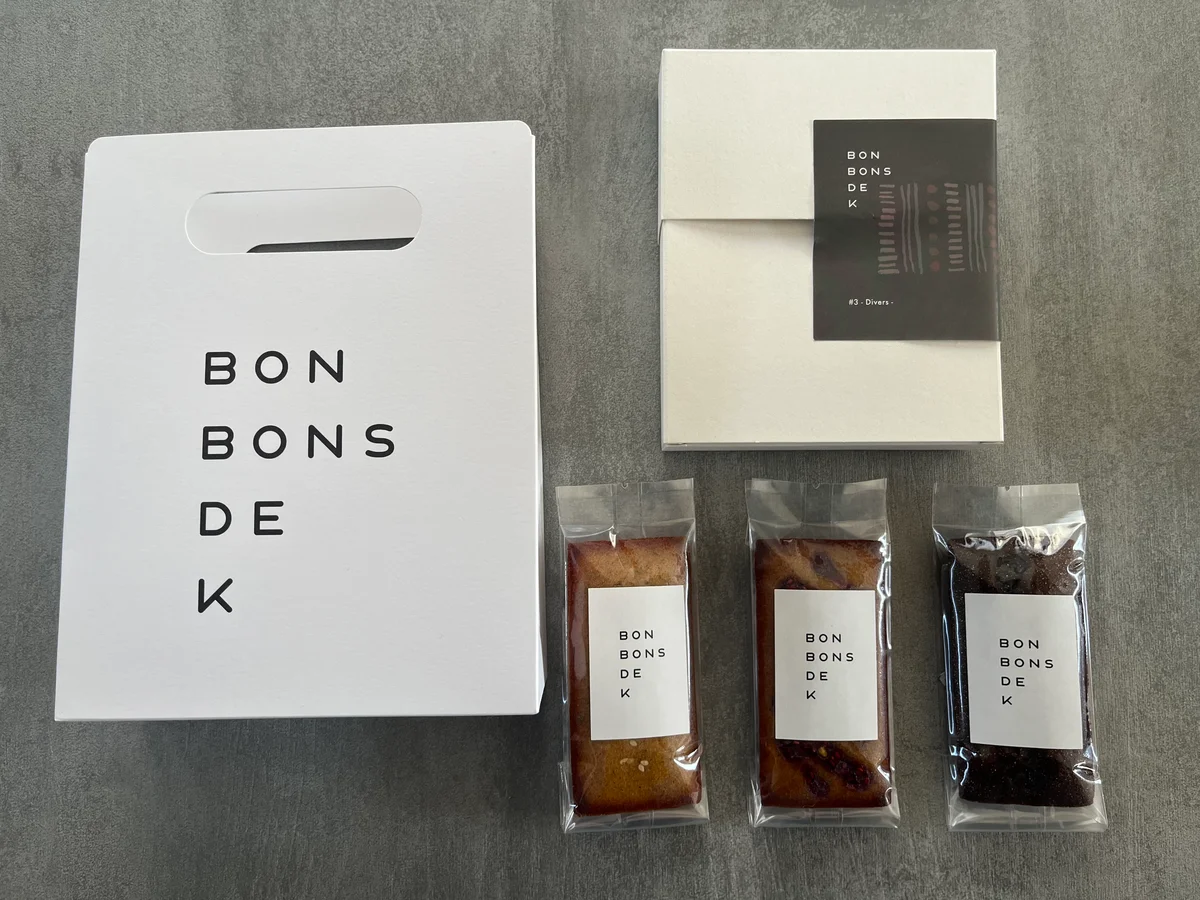 グルテンフリースイーツ 米粉 フィナンシェ 3個セット¥1,570 ボンボン ドゥ カ パッケージ写真