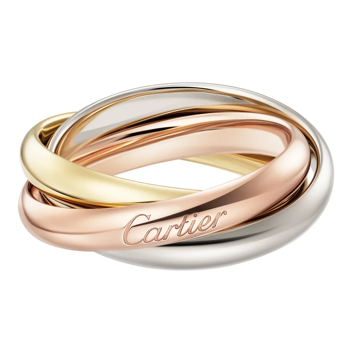 カルティエのジュエリー、「トリニティ」 リング〈K18WG、K18PG、K18YG〉