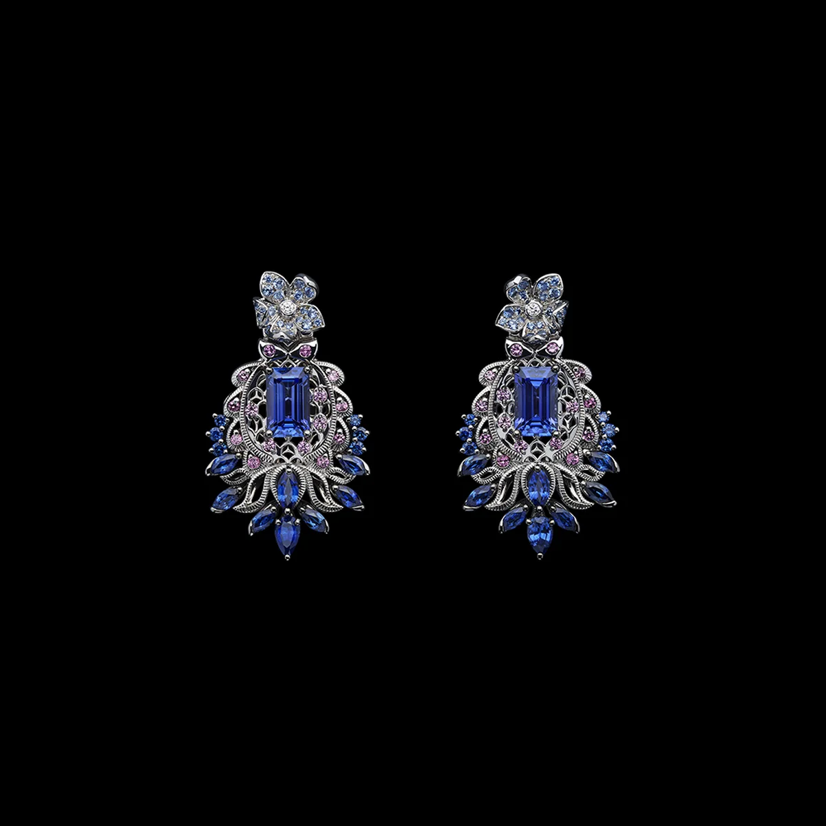 「ディアレスト ディオール」イヤリング〈PG、ダイヤモンド、タンザナイト、ブルーサファイア、ピンクサファイア、ロードライトガーネット〉