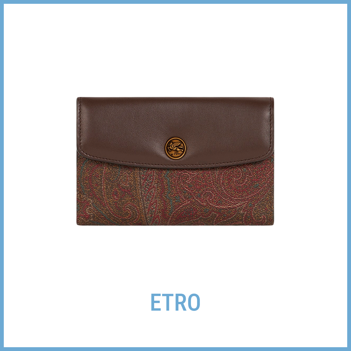 財布　エトロ　ETRO　レザーフラップ＆コインボタン ペイズリー ウォレット〈H9×W15cm〉￥93,500
