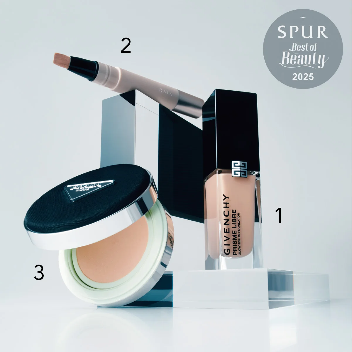 パルファム ジバンシイ プリズム・リーブル・グロウ・セラム・ ファンデーション　RMK コレクティング ヴェール コンシーラー　PRADA BEAUTY プラダ メッシュ クッション