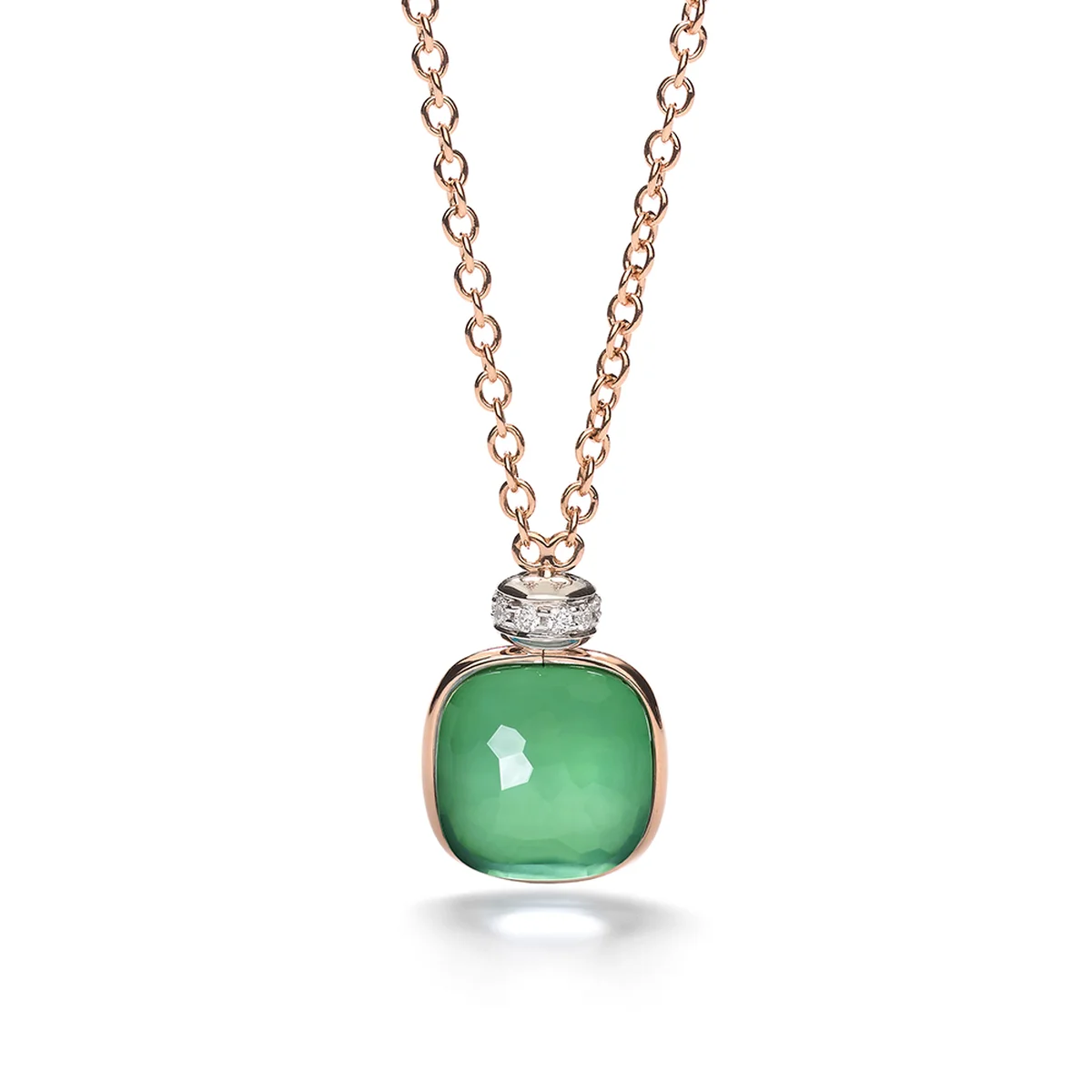 「ヌード」ネックレス〈K18RG、K18WG、K18WGロジウムプレーティング、プラシオライト、ダイヤモンド、グリーンアゲート〉¥660,000