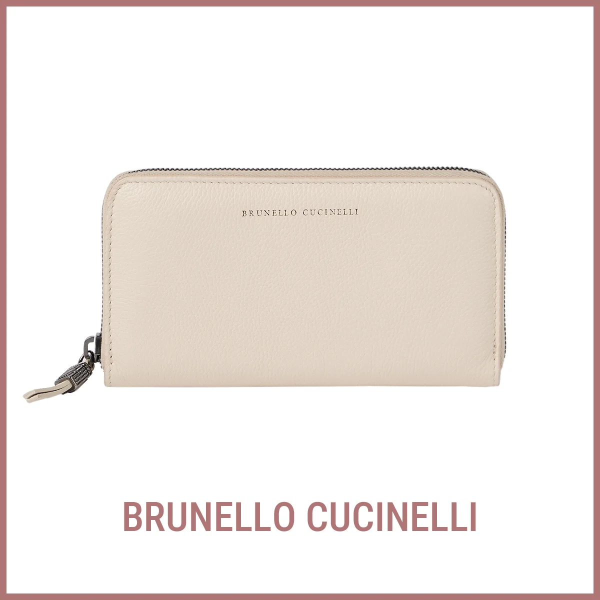 財布　ブルネロ クチネリ　グレインレザー ウォレット　〈H11×W19×D2cm〉￥160,600