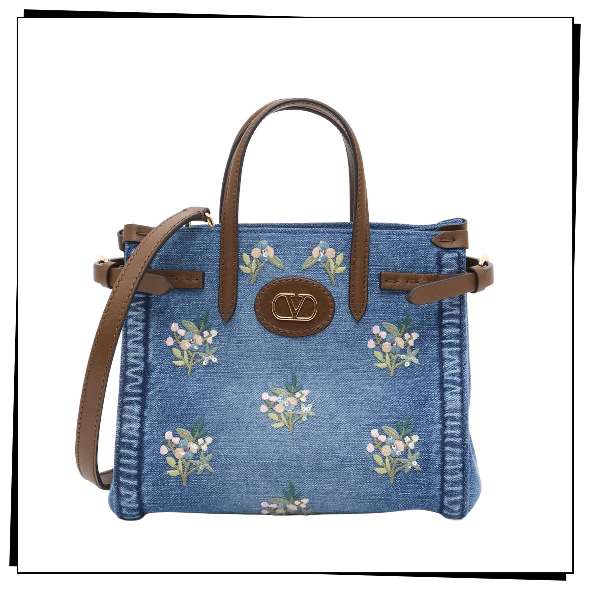 ヴァレンティノ ガラヴァーニ　バッグ「アンティーブ エンブロイダリー デニム トート」