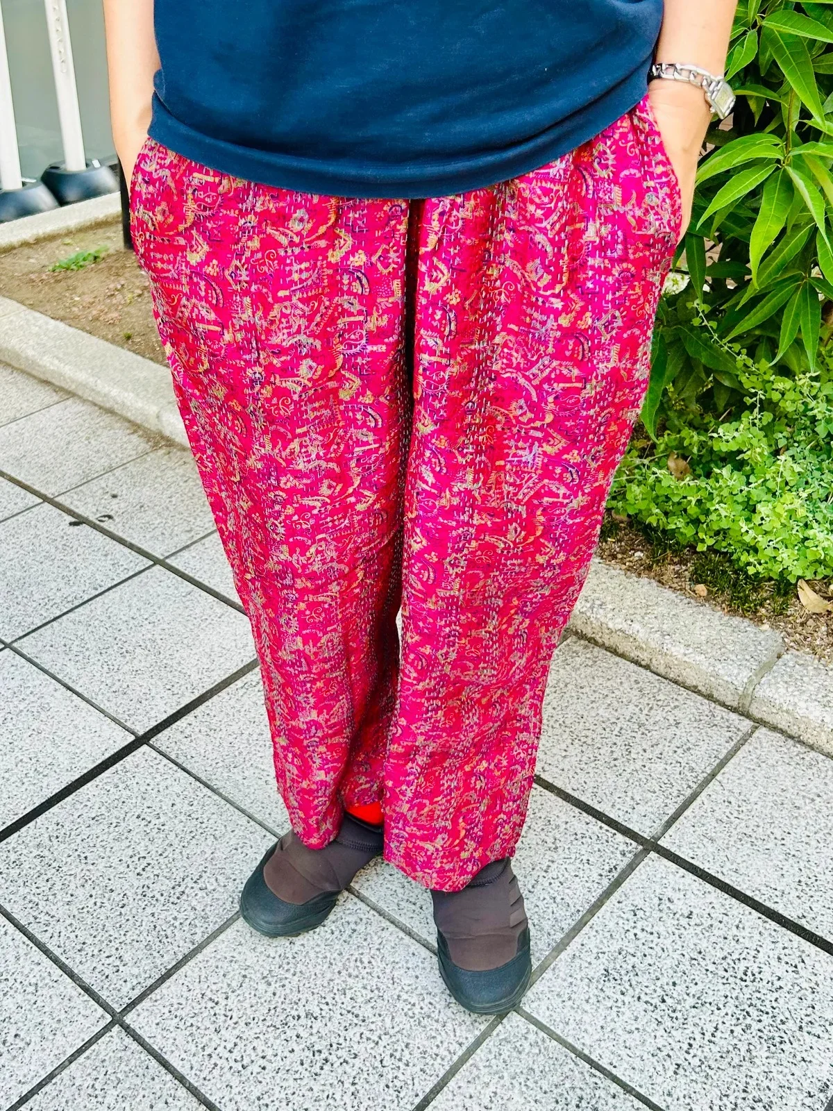 pokipcee（ポキプシー）　シルク刺し子パンツ