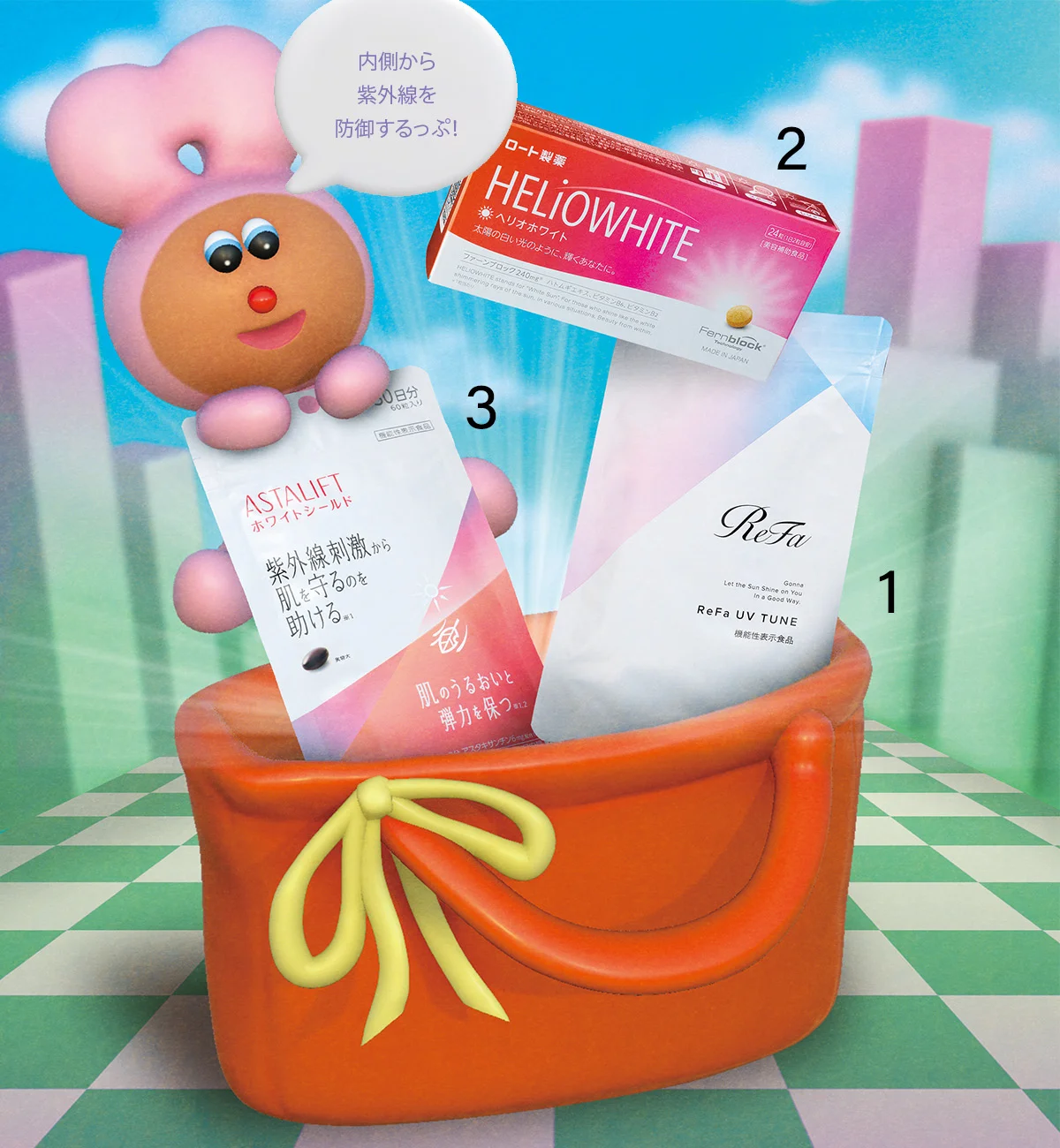 2026年の日焼け止め。リファUVチューン、ヘリオホワイト、サプリメント ホワイトシールド