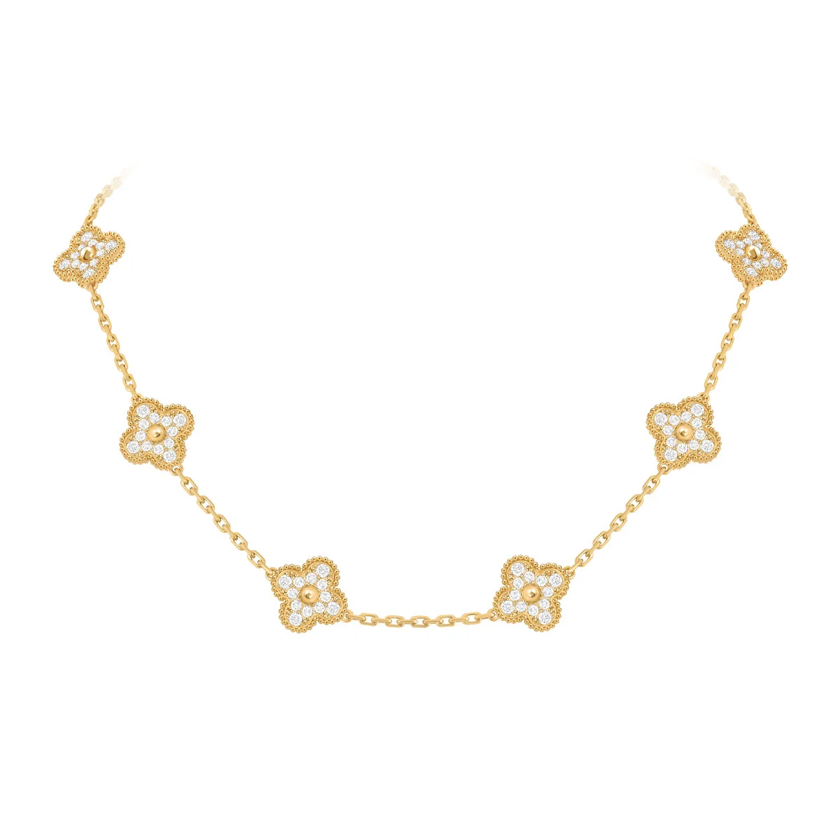 ヴァンクリーフ 「ヴィンテージ アルハンブラ」ネックレス 10モチーフ