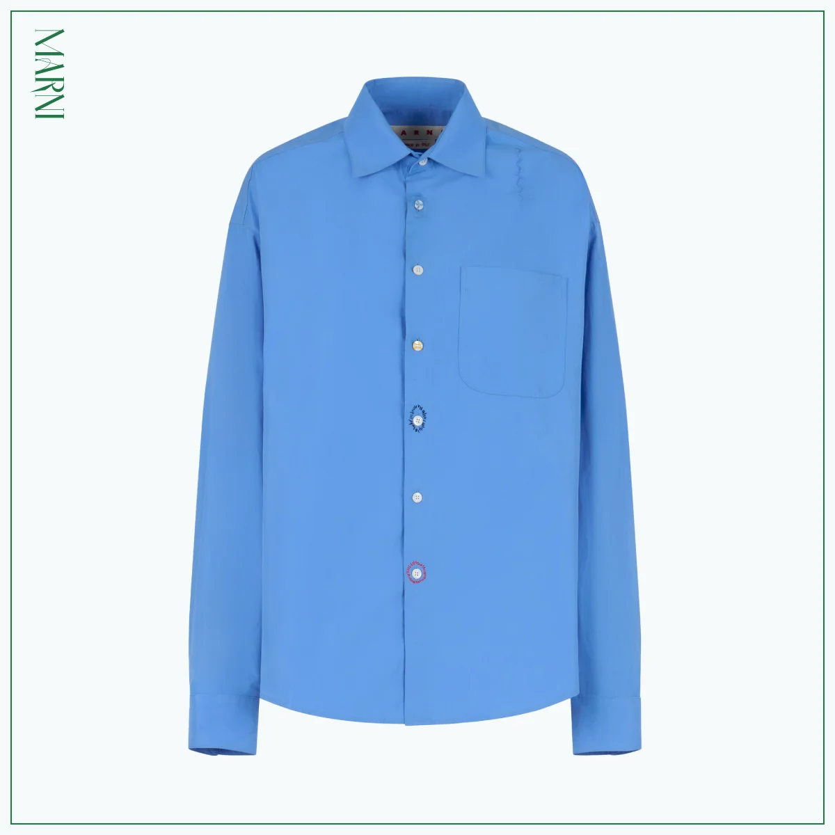マルニ ブルーシャツ ハンドステッチ