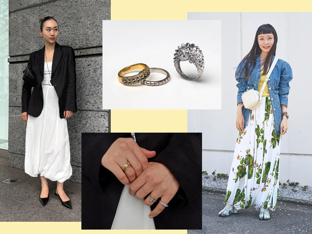  クリエイティブ・ディレクター市川渚さんやDES PRÉSショップスタッフの茂木彩加さんなど、自分らしいジュエリーのアレンジ技術をチェック。