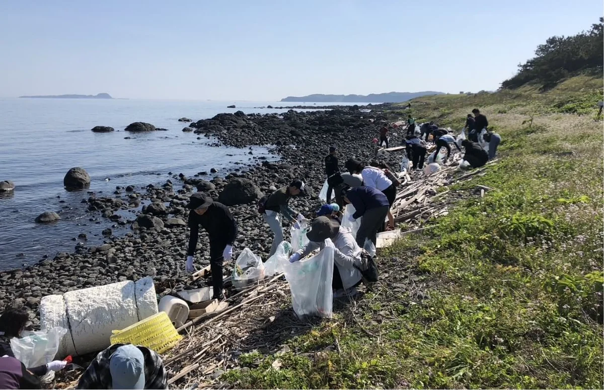 波戸岬ビーチクリーンアップの様子