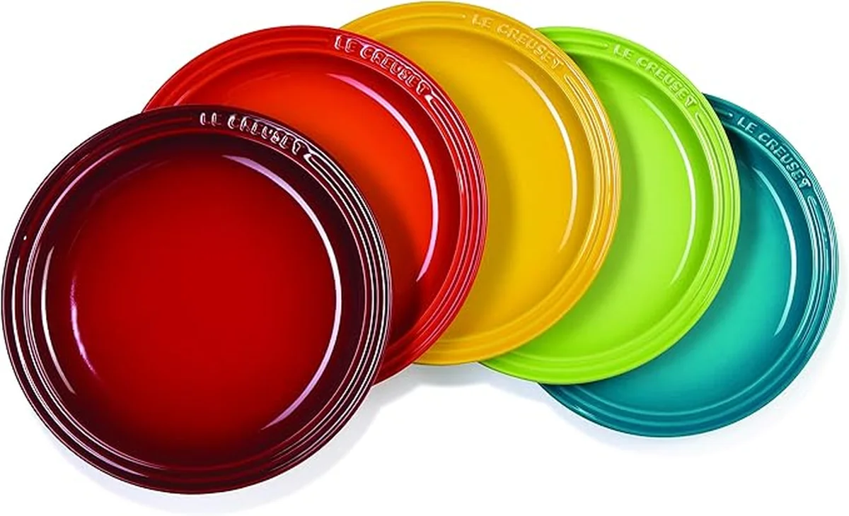 ル・クルーゼ(Le Creuset) 皿 ラウンド・プレート LC 23 cm レインボー 耐熱 耐冷 電子レンジ オーブン 対応 5枚