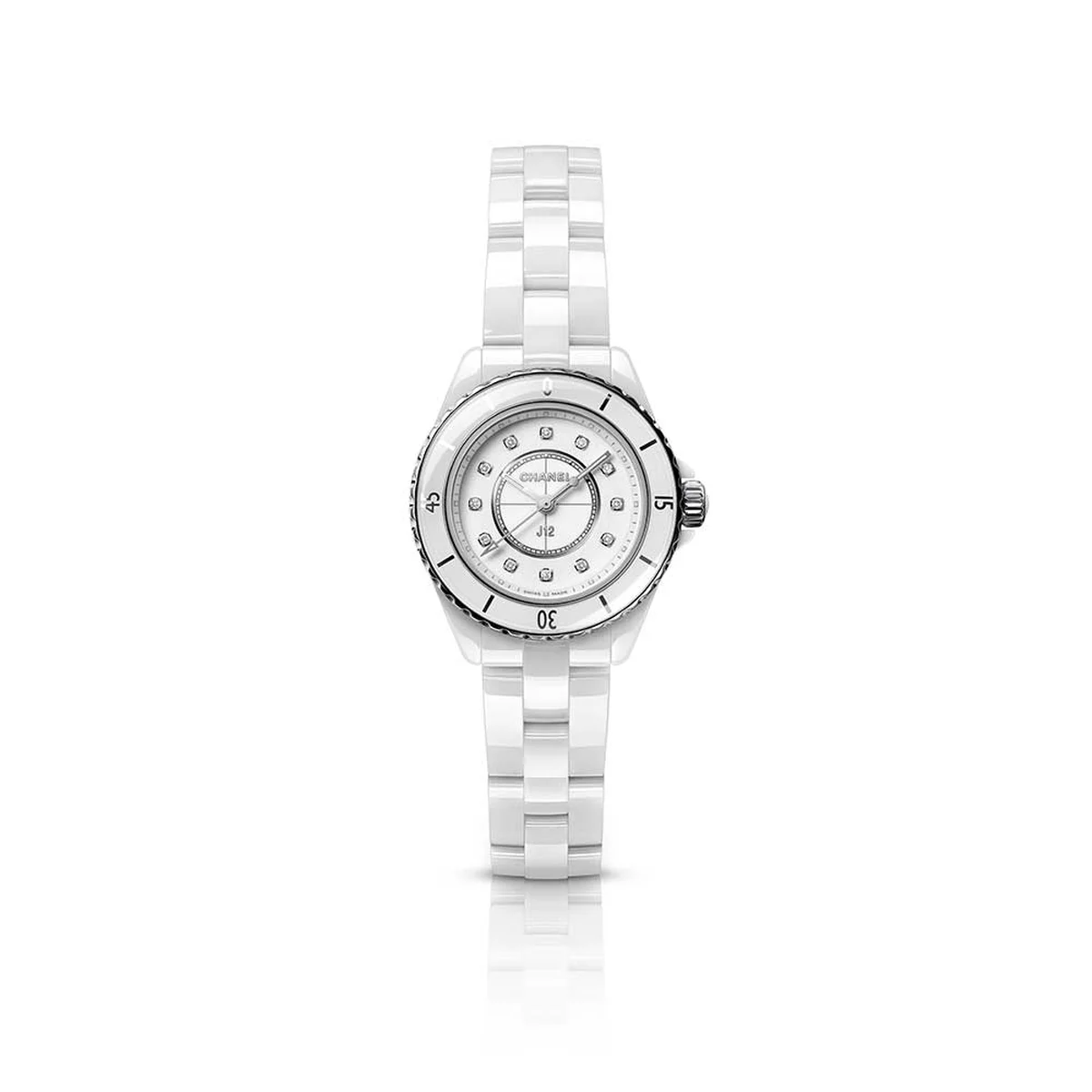 「J12 28MM」ウォッチ〈高耐性ブラック セラミック、SS、ダイヤモンド、クォーツ、ケース径28mm〉¥1,221,000