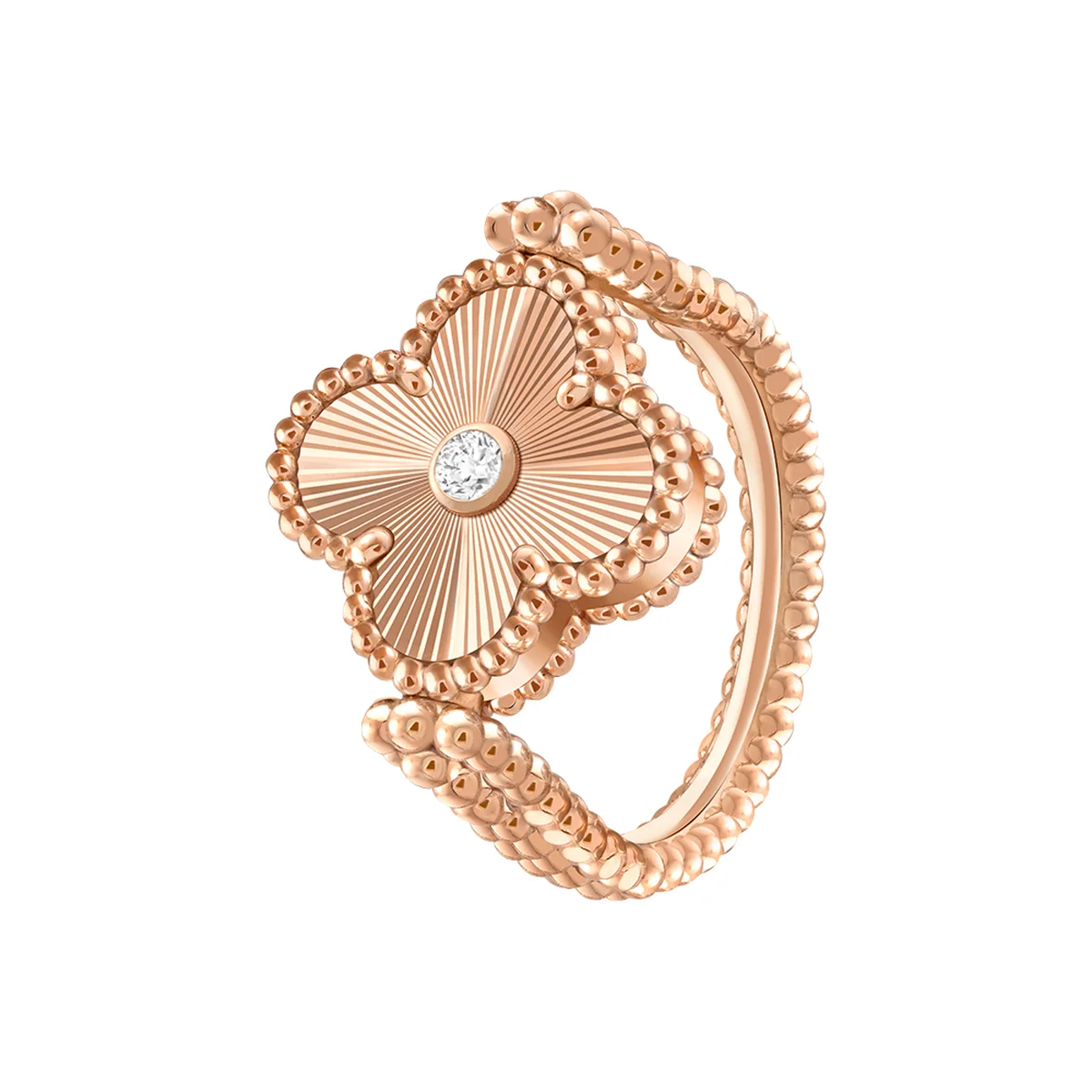 「ヴィンテージ アルハンブラ」リング〈RG、ダイヤモンド、グレーマザーオブパール〉¥1,029,600