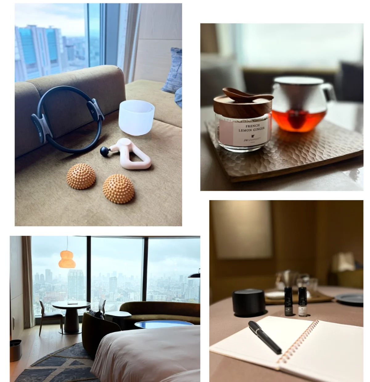 【JWマリオット・ホテル東京】「JWマインドフルパッケージ」に含まれる、コンディショニングツールやアメニティ