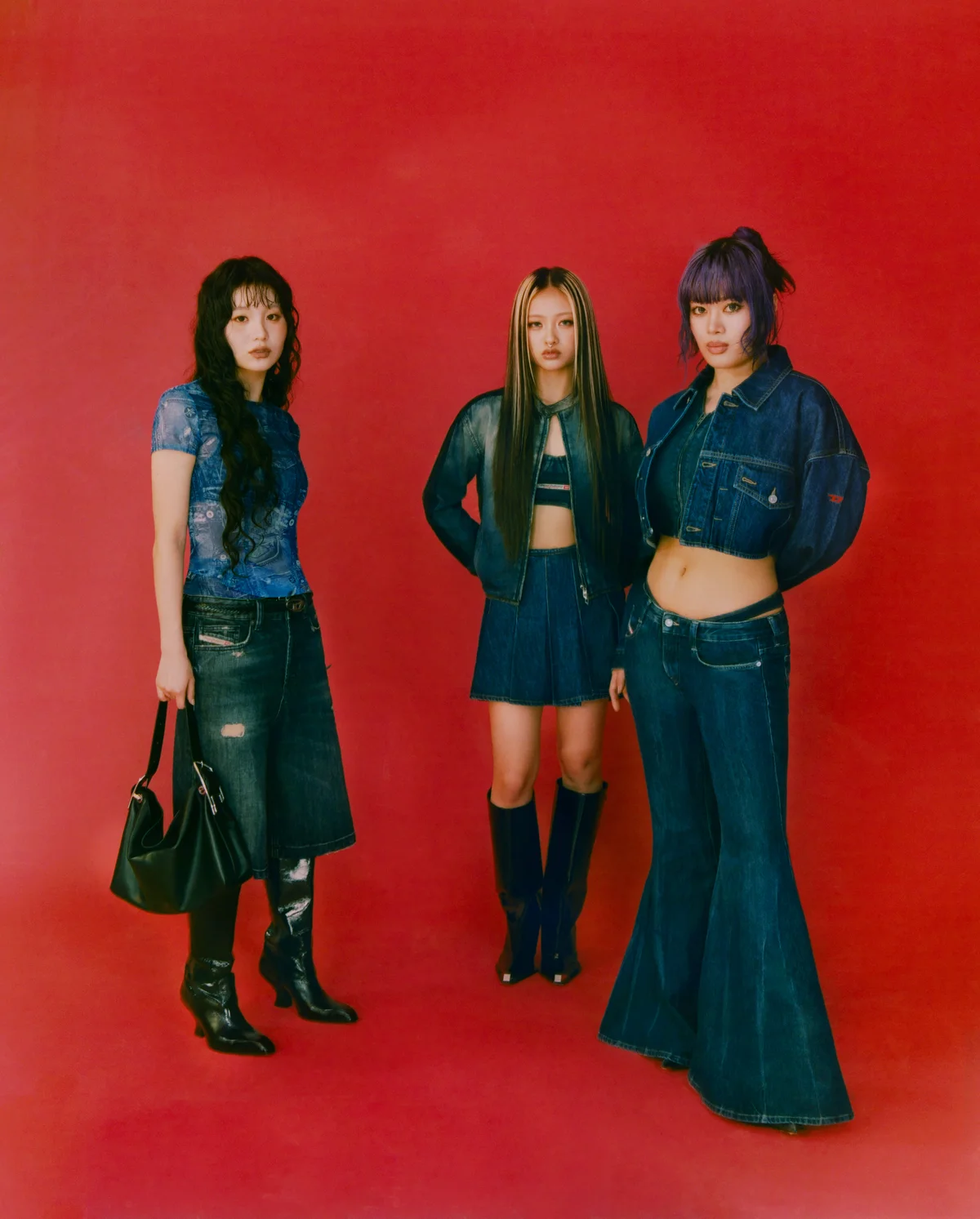 ディーゼルのジャパン・ブランドアンバサダーに就任したHANAのメンバー、KOHARU、YURI、NAOKO