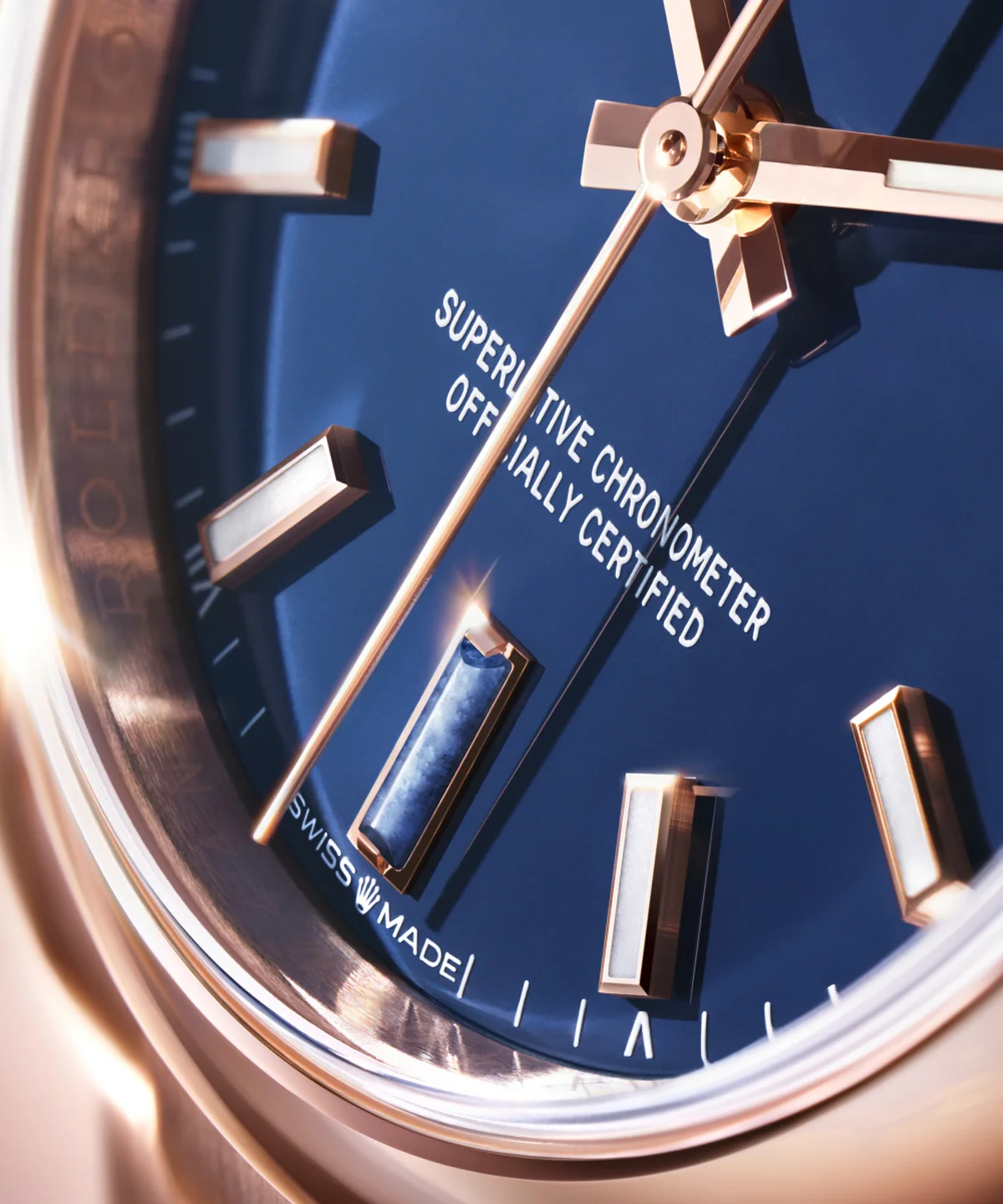 「オイスター パーペチュアル 34」ウォッチ〈RG、デュモルチェライト、自動巻、ケース径34mm〉¥5,650,700 ※予価、2026年夏発売予定