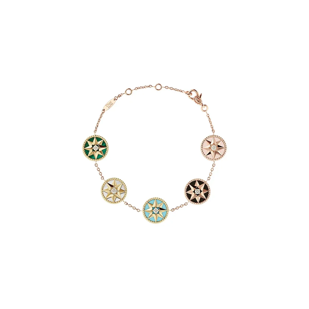 「ローズ デ ヴァン」ブレスレット〈PG、YG、ダイヤモンド、ピンクオパール、マザーオブパール、オニキス、マラカイト、ターコイズ〉¥1,300,000