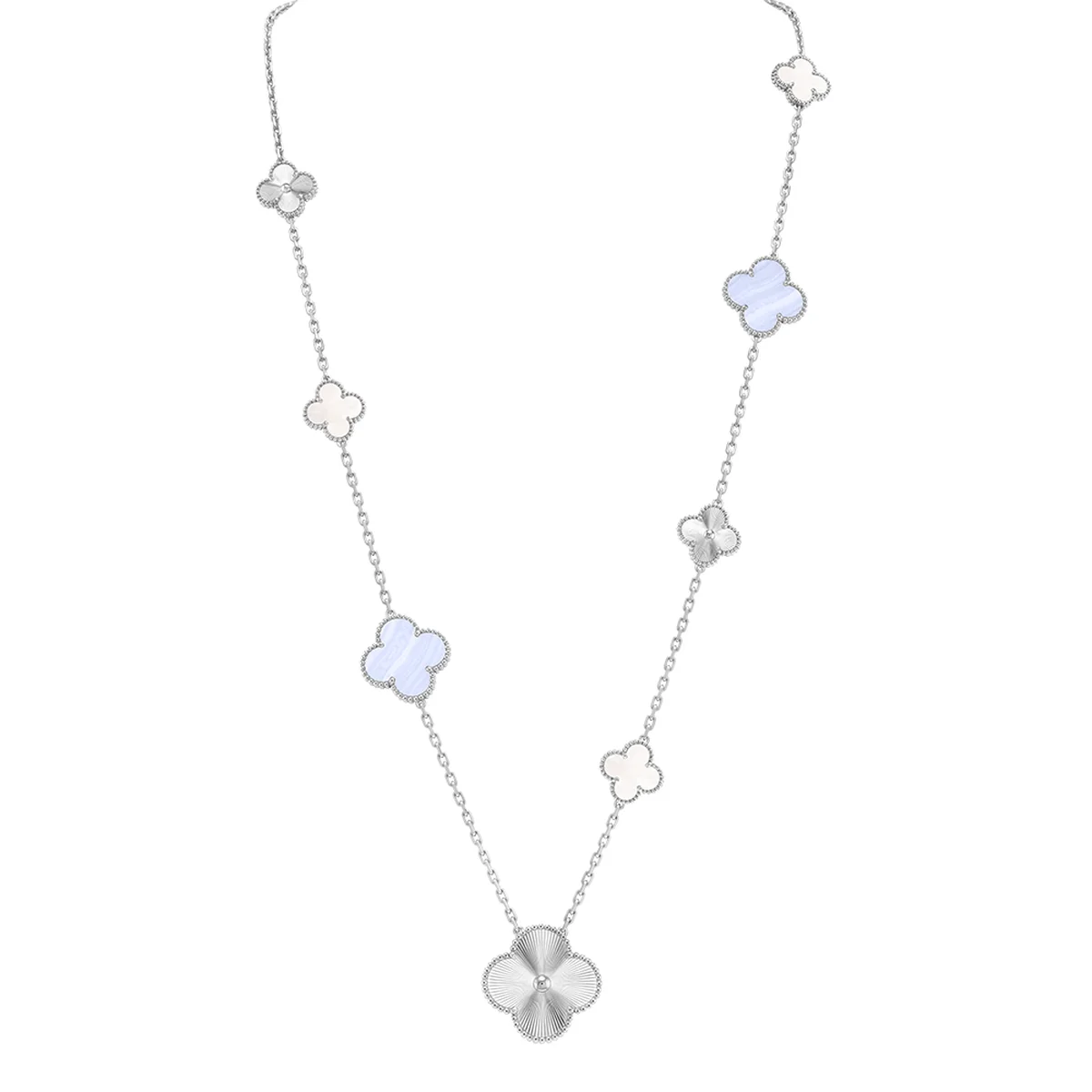 「マジック アルハンブラ」ネックレス〈WG、カルセドニー、ホワイトマザーオブパール〉¥6,032,400