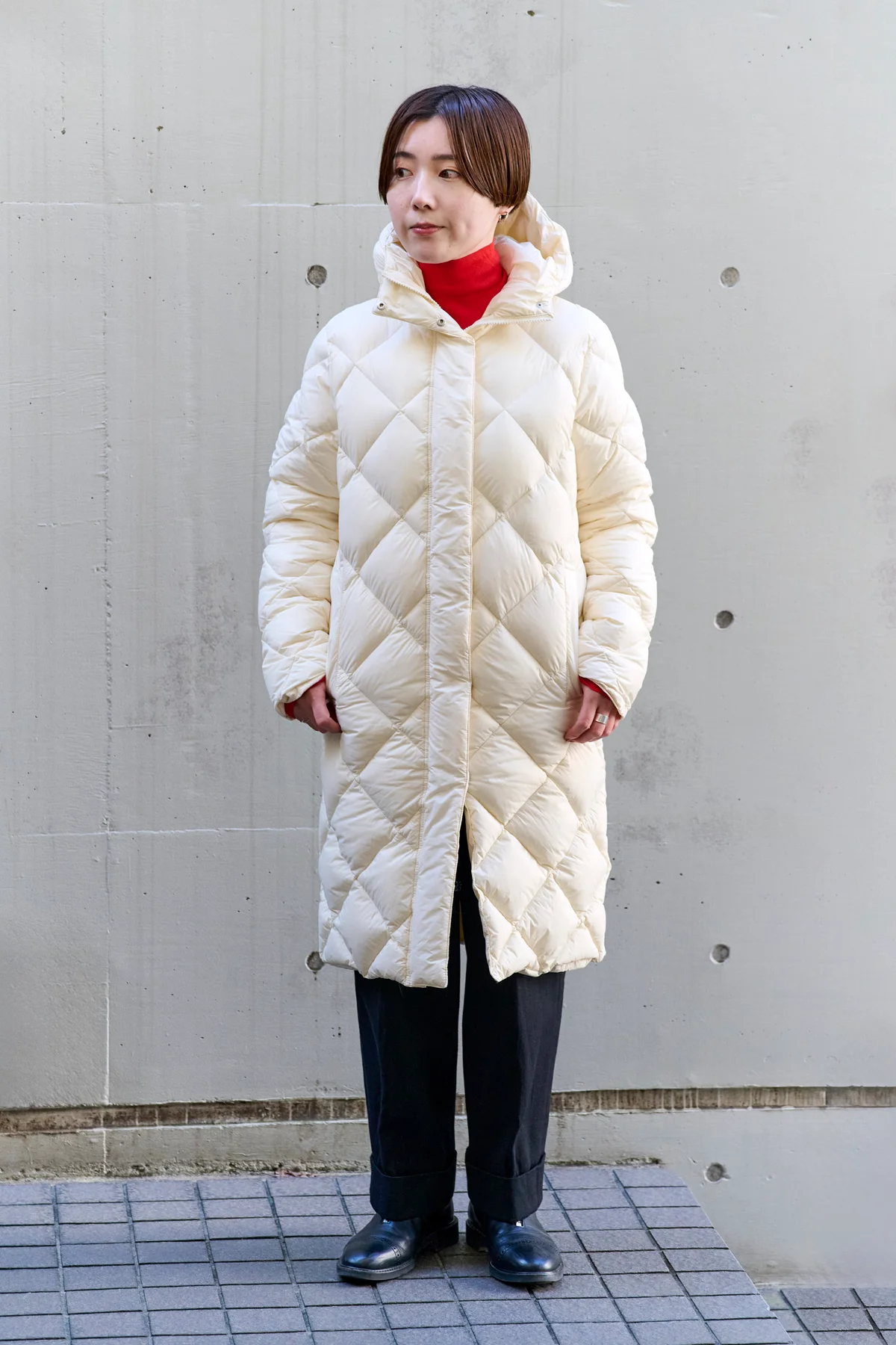 タイオンのシティ フード ロングダウンジャケット