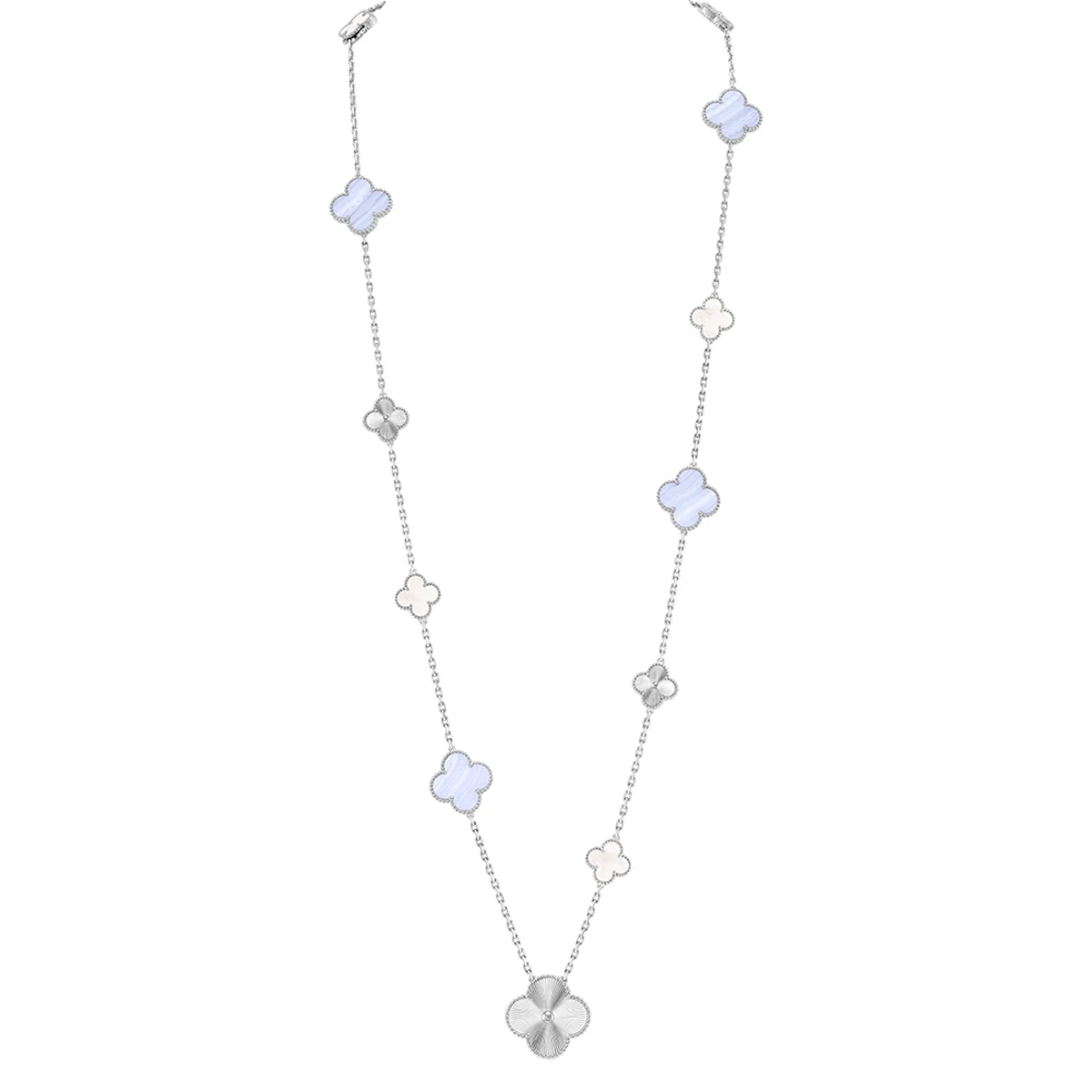 「マジック アルハンブラ」ネックレス〈WG、カルセドニー、ホワイトマザーオブパール〉¥6,032,400