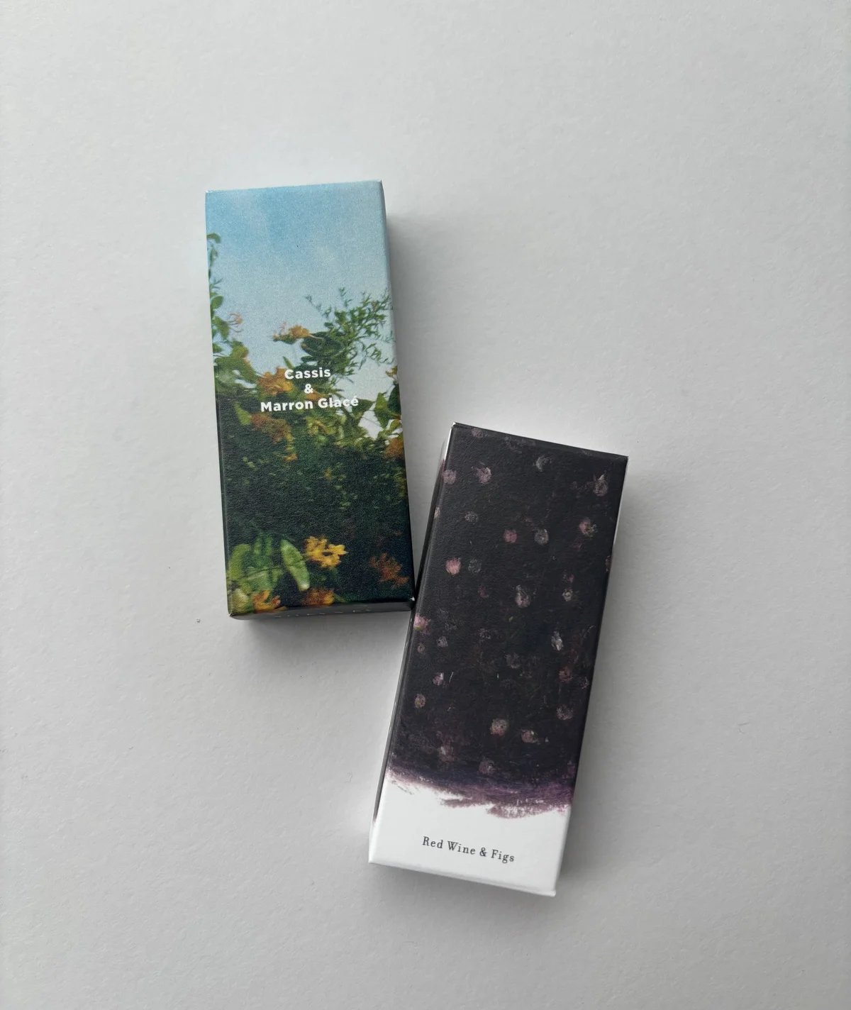 赤ワインと無花果のヨウカンカと、カシスとマロングラッセのヨウカンカ