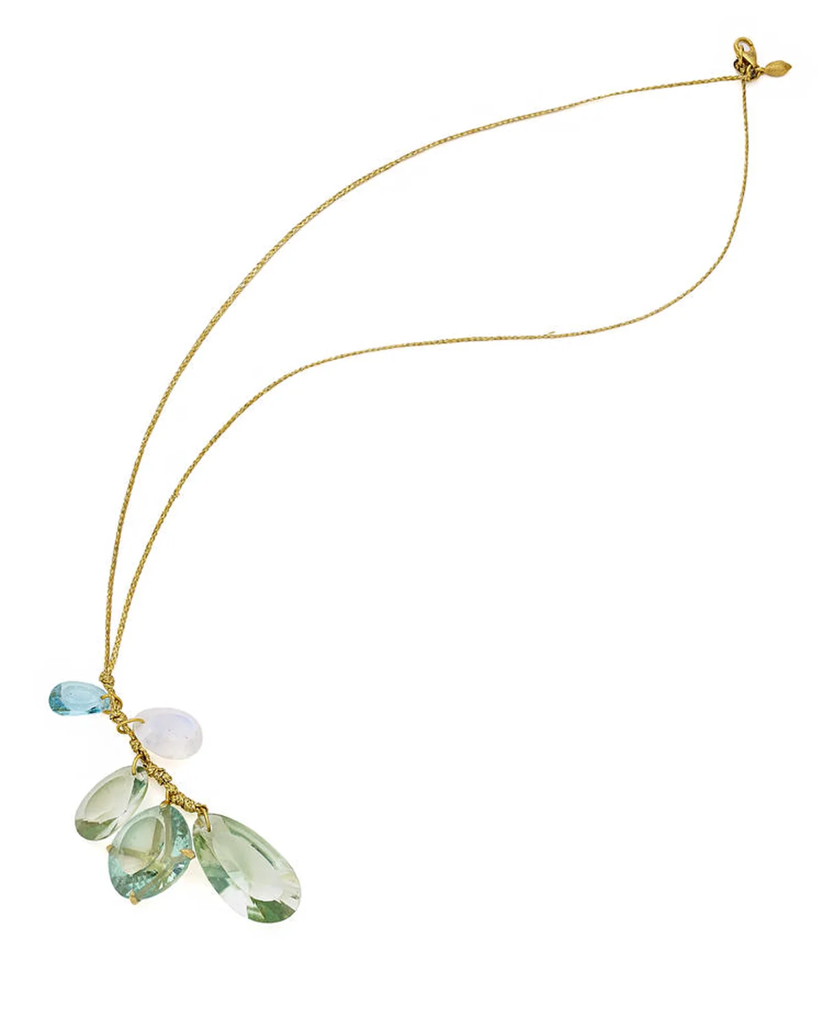 ピパ スモールのネックレス。アクアマリン、グリーンアメシスト、レインボームーンストーンが癒しの輝き