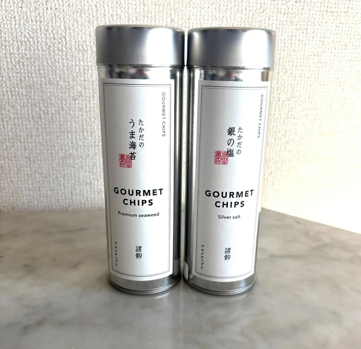 グルメチップス：たかだのうま海苔、たかだの銀の塩 各￥1,800／諸鈎