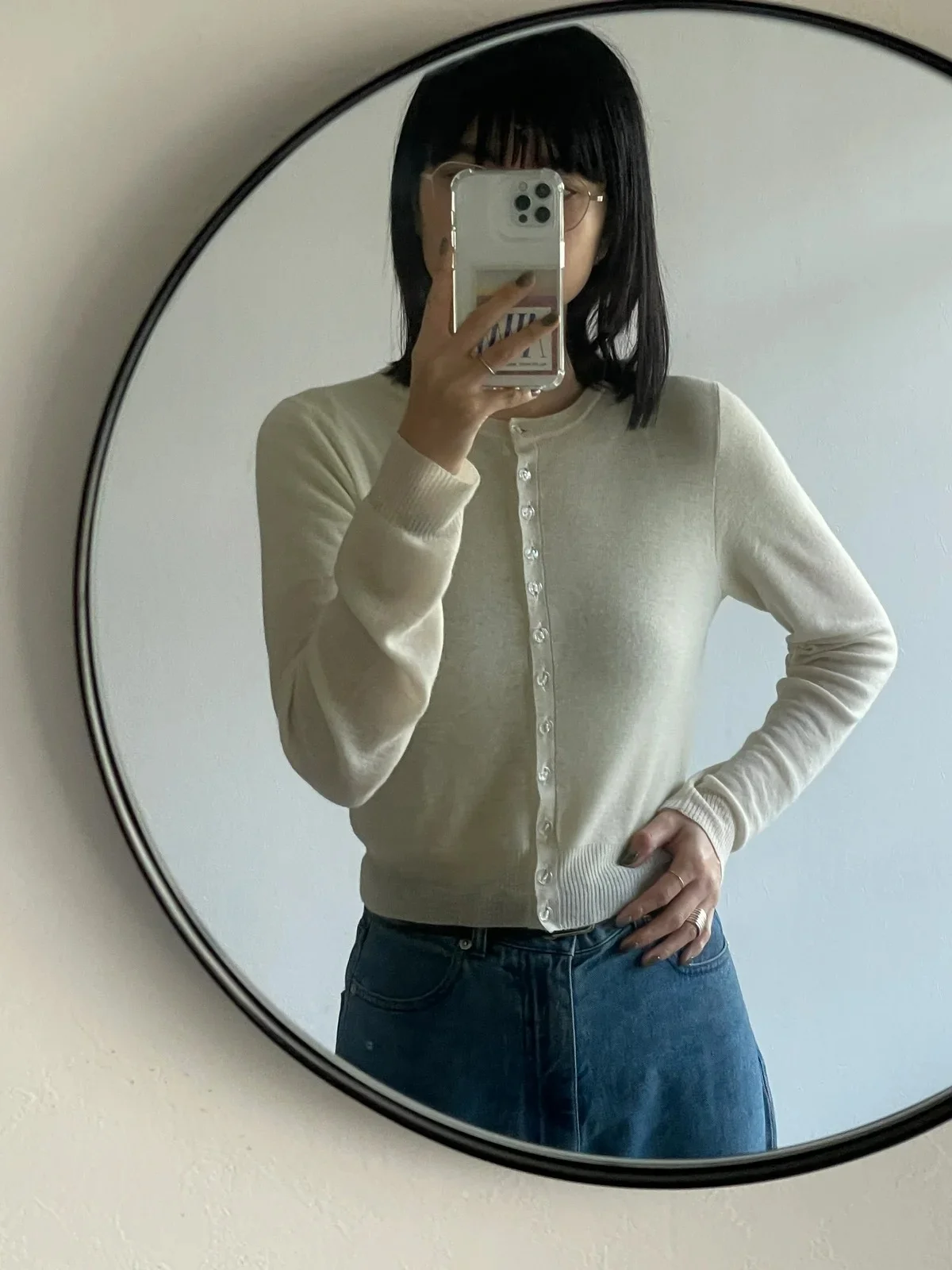 ヘイズ「CASHMERE CARDIGAN　IVORY」