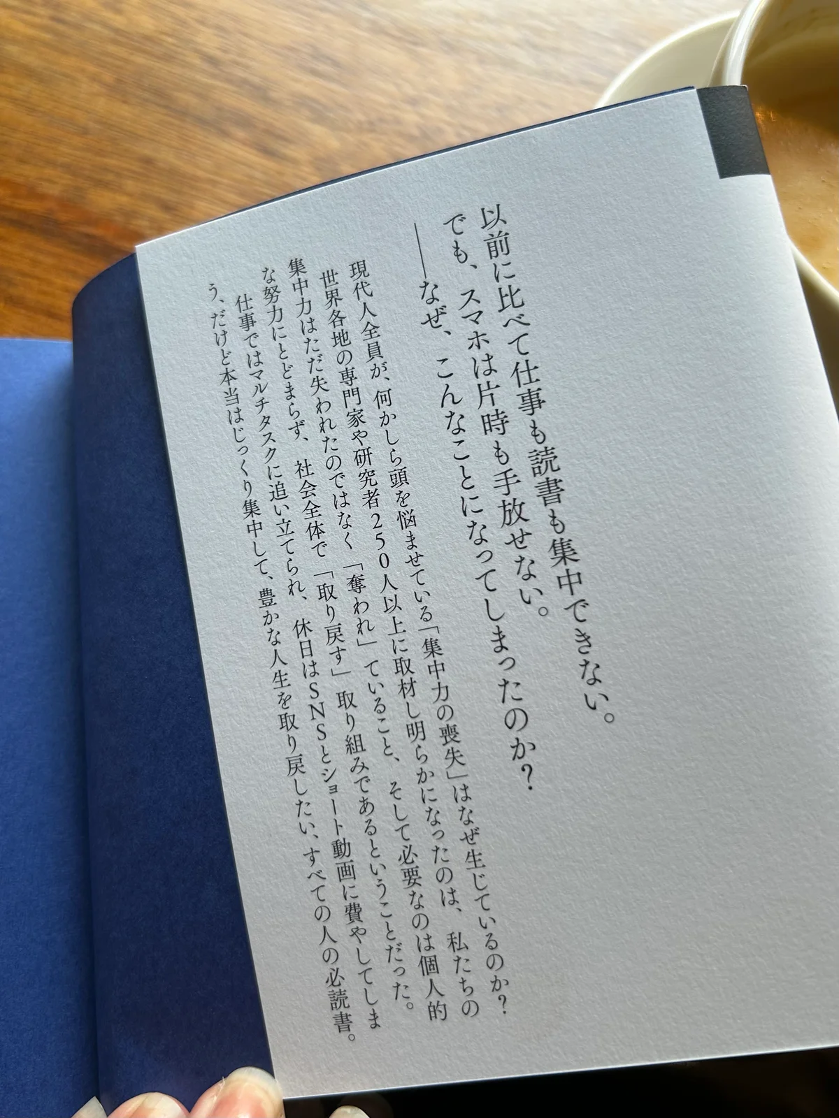 『奪われた集中力』のそでの写真
