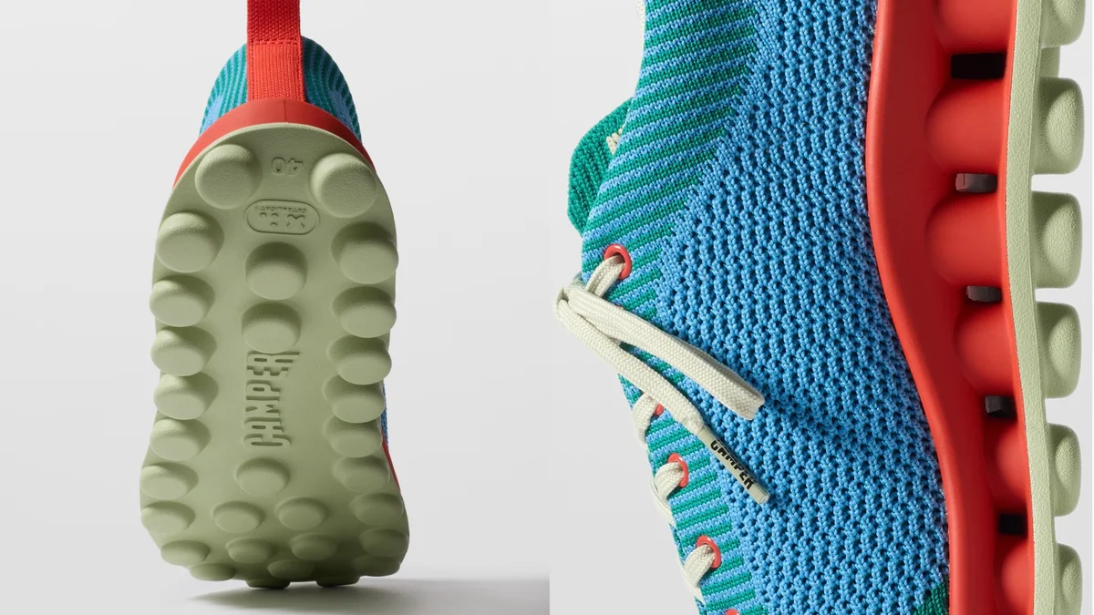 カンペールとスンネイの第4弾コラボレーションスニーカーの画像（底・横面）